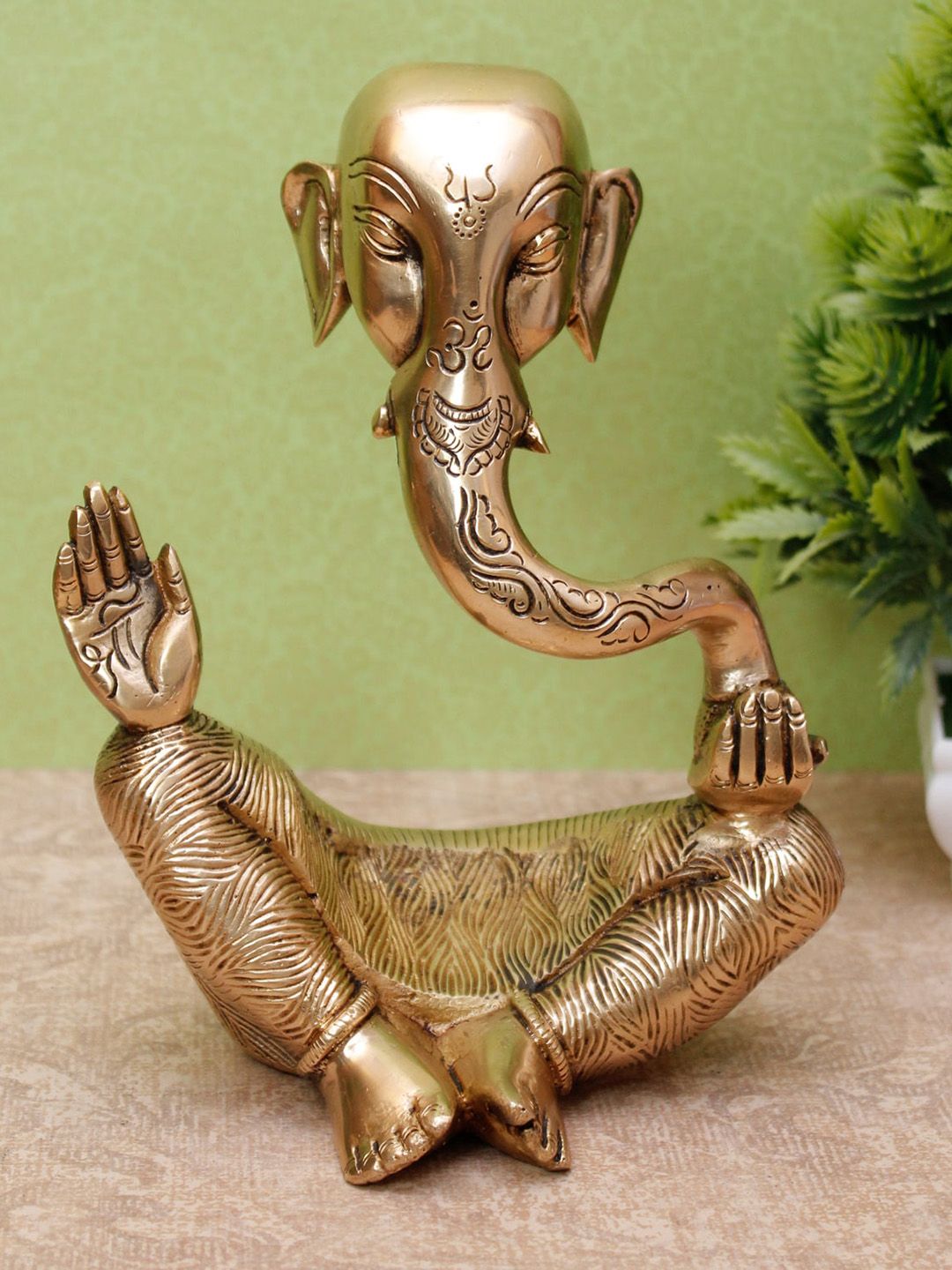 StatueStudio Gold-Toned Ganesha Statue Idol Showpiece Price in India