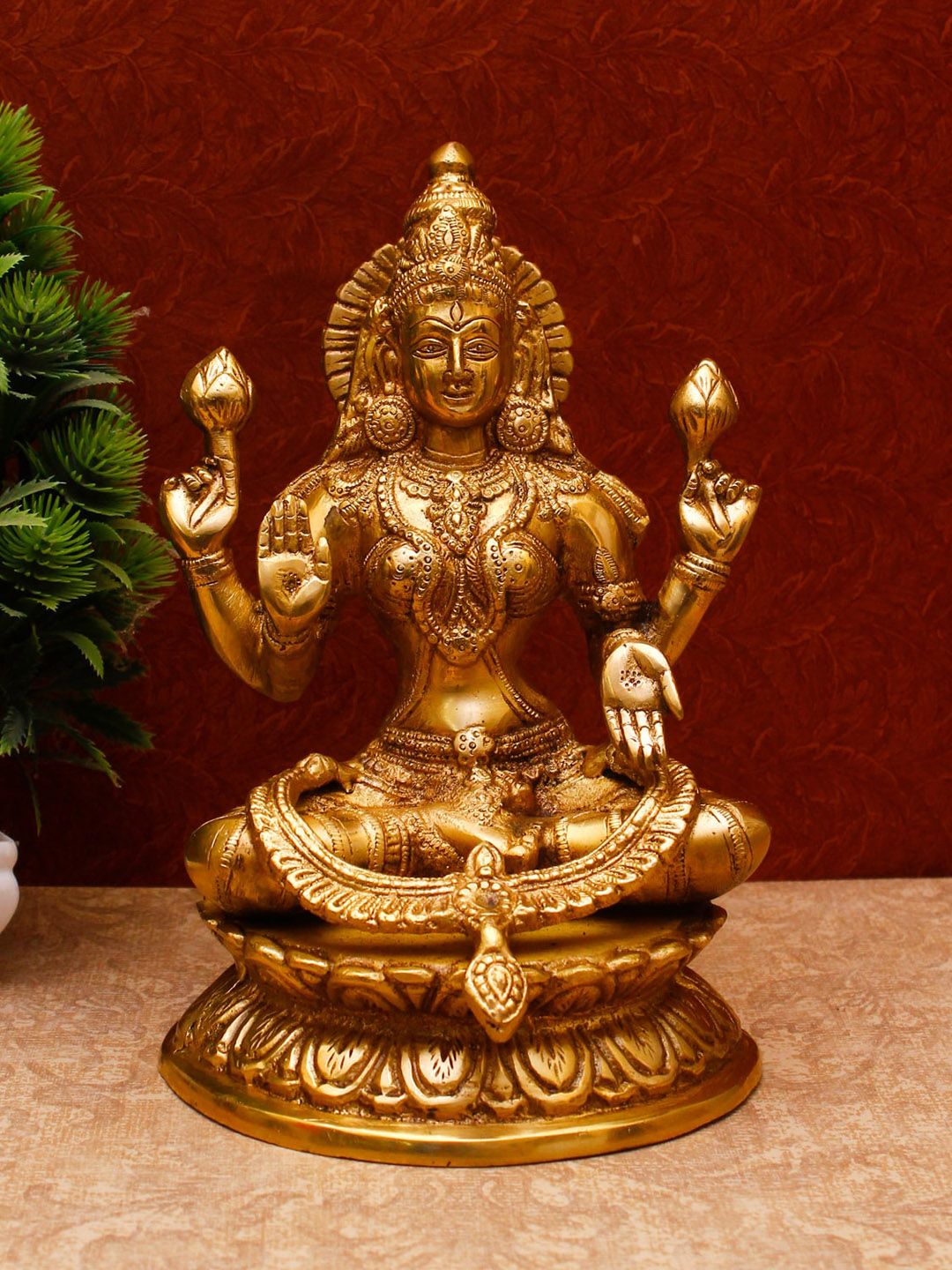 StatueStudio Gold-Toned Lakshmi Idol Laxmi Statue Showpieces Price in India