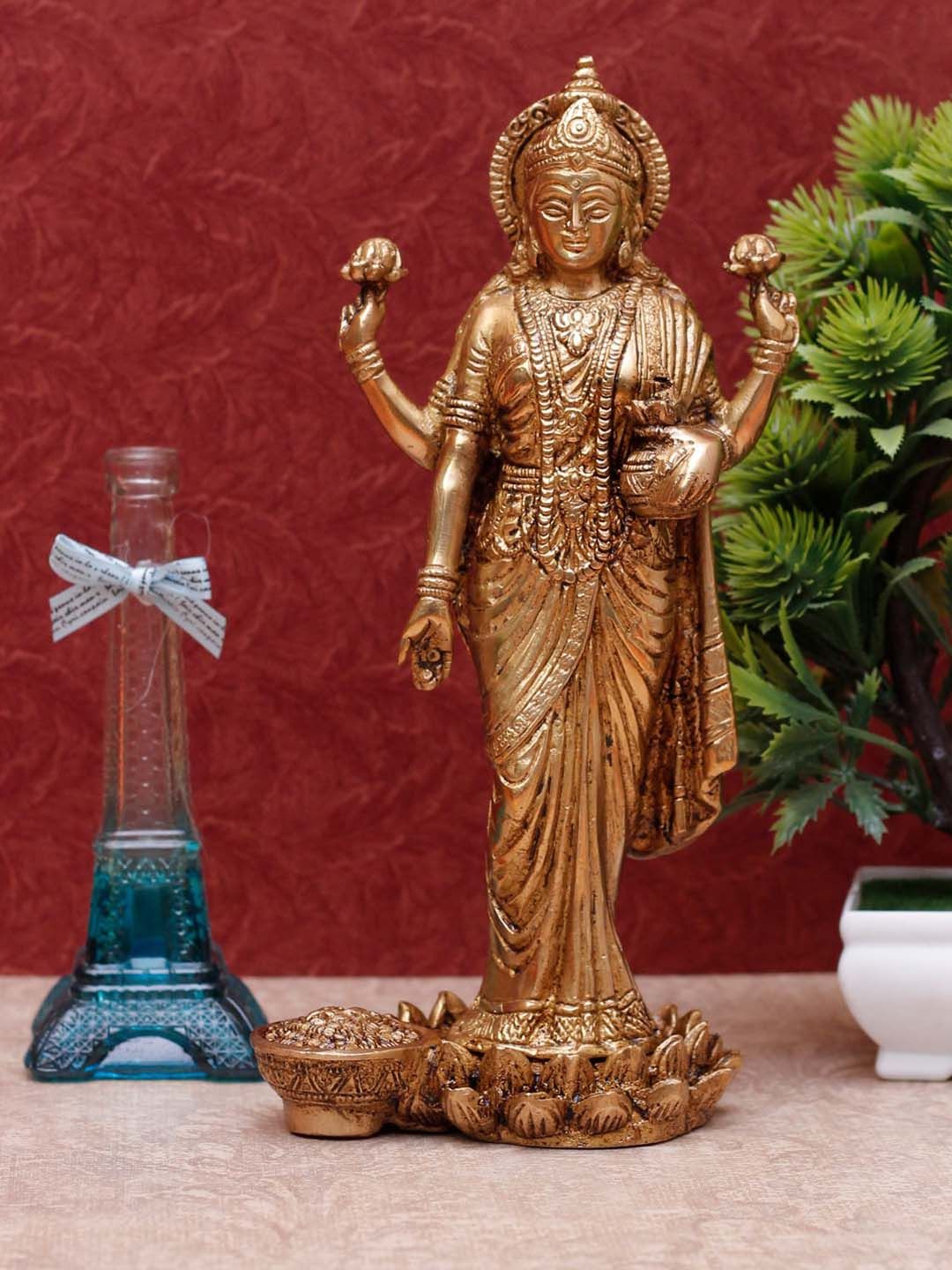 StatueStudio Gold-Tonned Standing Laxmi Idol Showpiece Price in India