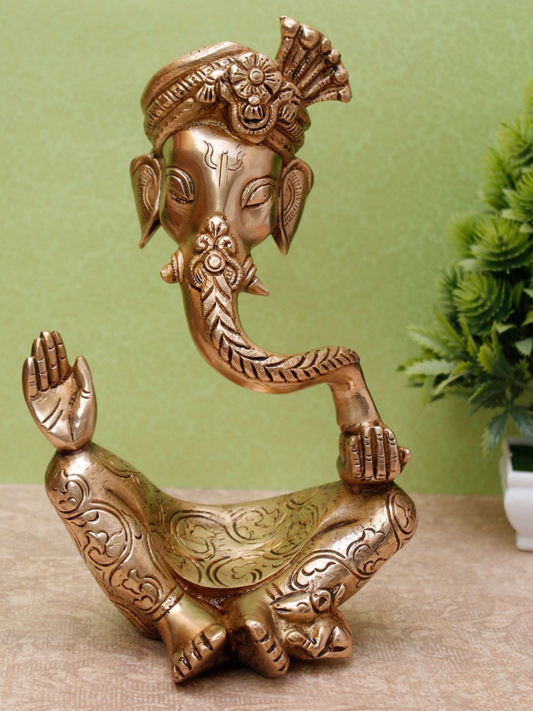 StatueStudio Gold-Toned Ganesha Turban Statue Showpiece Price in India