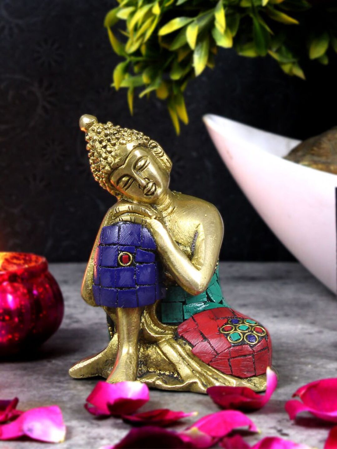 StatueStudio Gold & Blue Miniature Buddha Showpiece Price in India