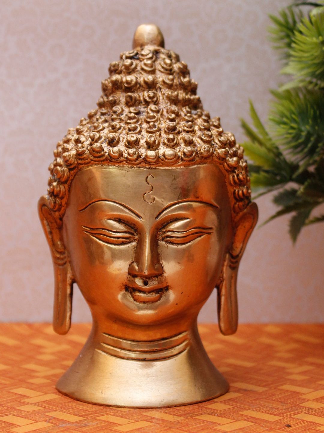 StatueStudio Gold Toned Indian Brass Buddha Head Statue Showpiece Price in India