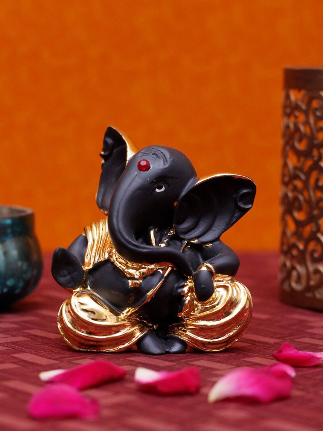 StatueStudio Gold-Toned & Black Ganpati Idol Figurine Showpiece Price in India