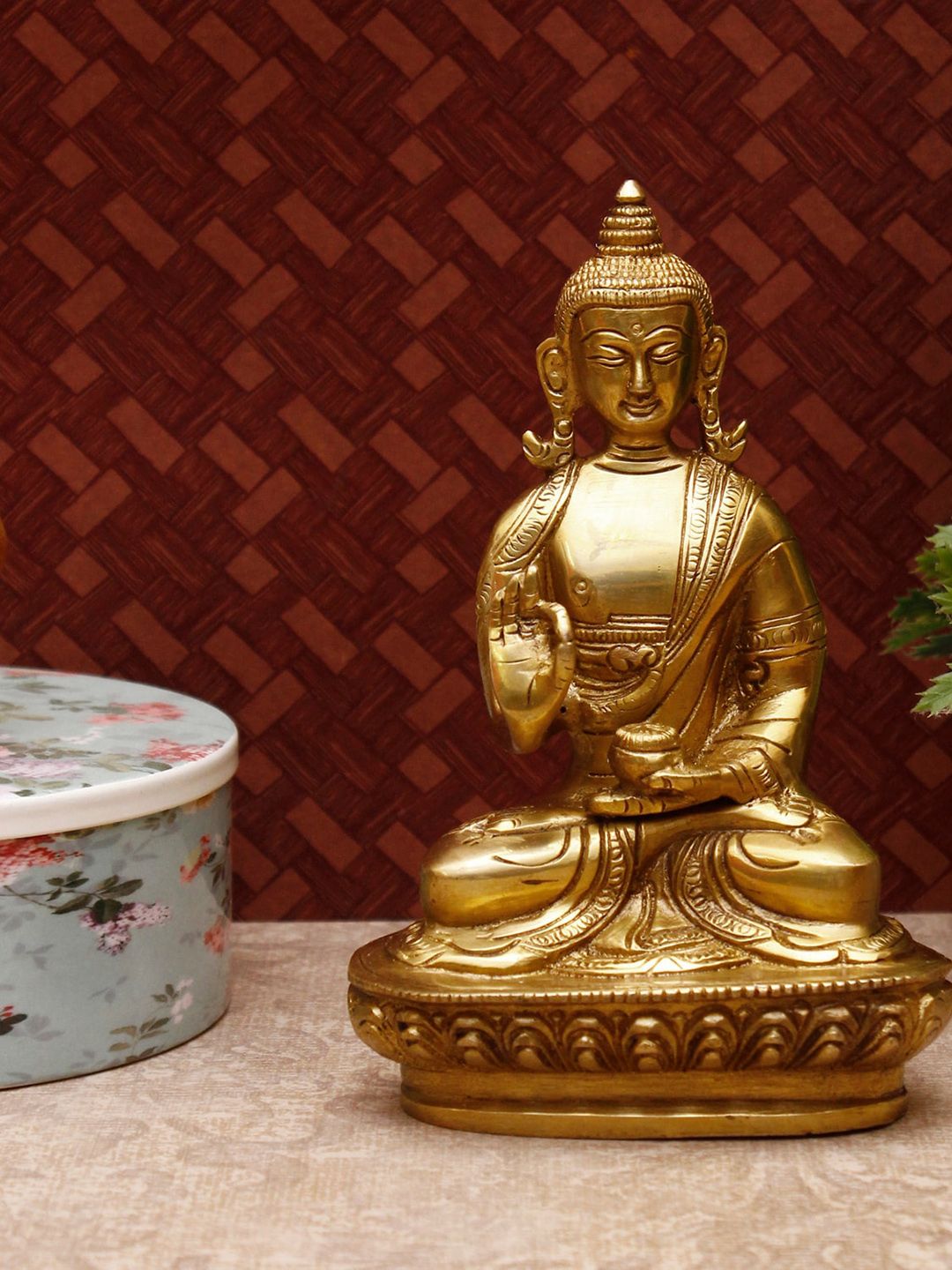 StatueStudio Gold-Toned Antique Buddha Sitting Showpiece Price in India