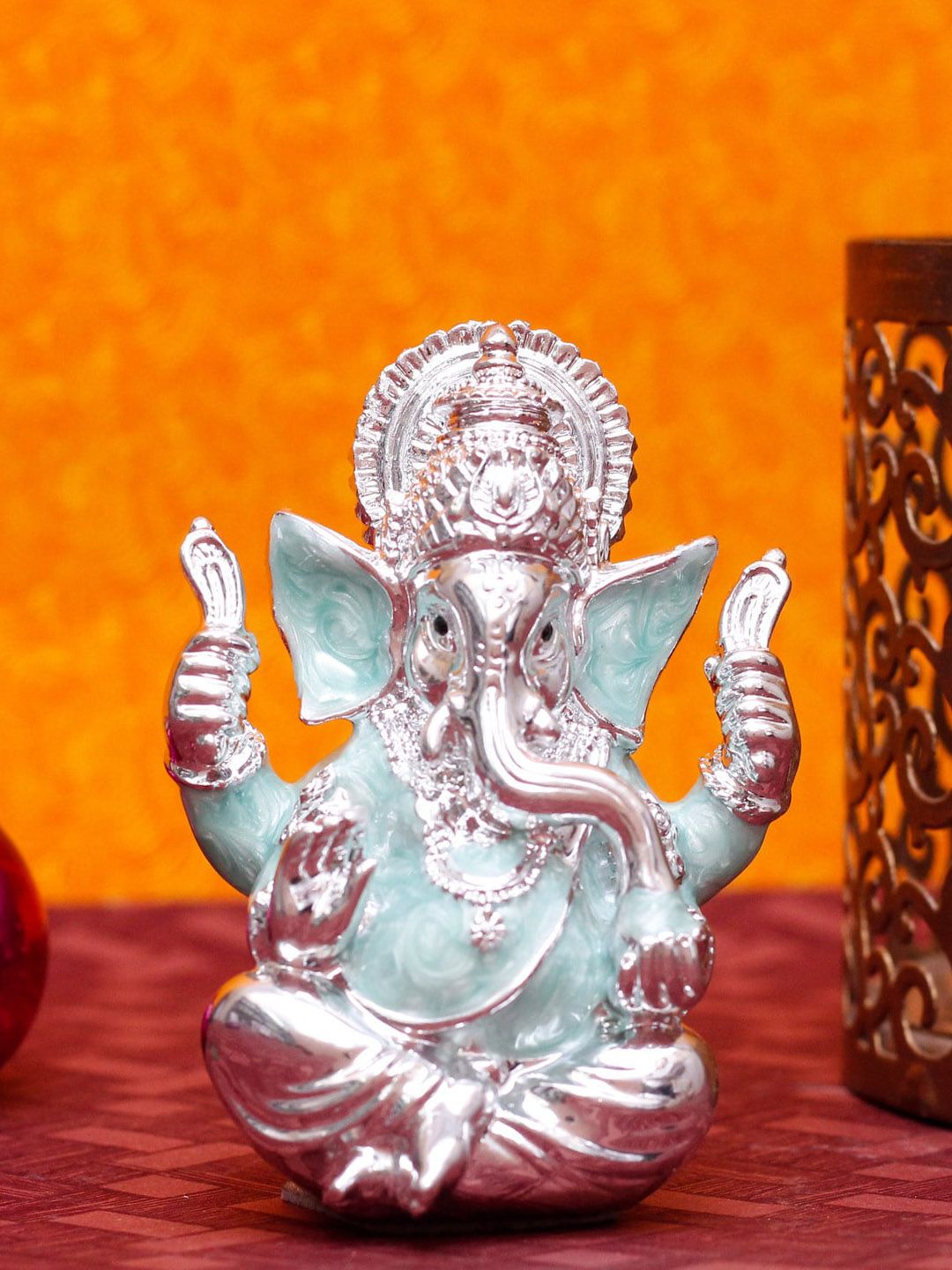 StatueStudio Silver-Toned Resin Ganesh Statue Showpieces Price in India