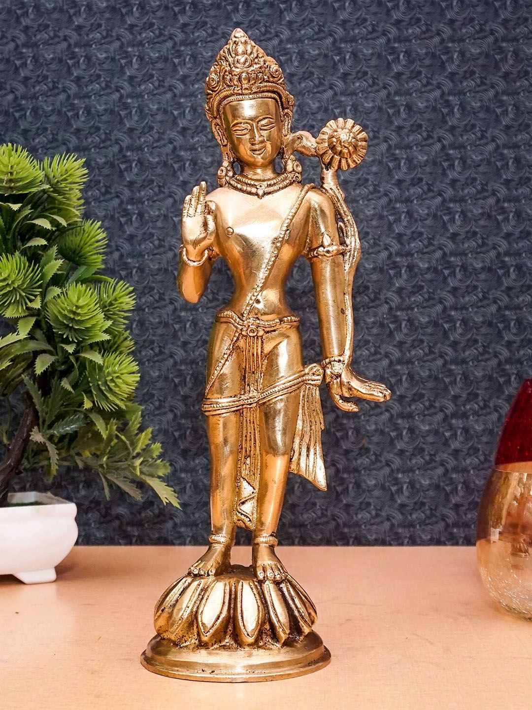 StatueStudio Gold Toned Standing Parvati Figurine Showpieces Price in India