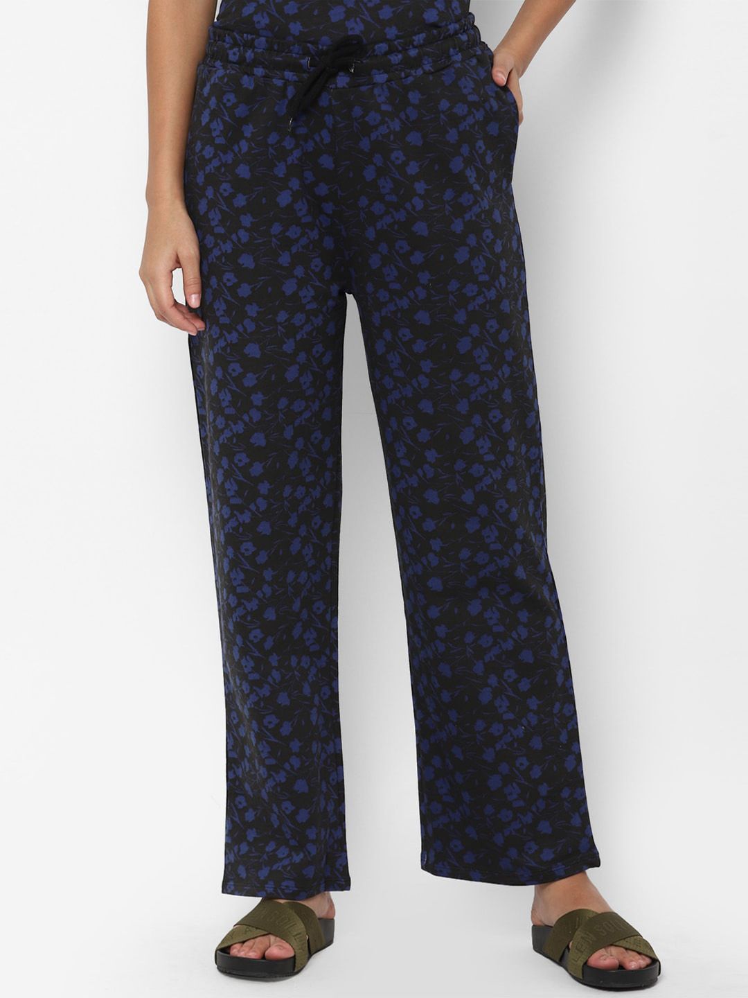 Allen Solly Woman Women Navy Blue Floral Printed Trousers Price in India