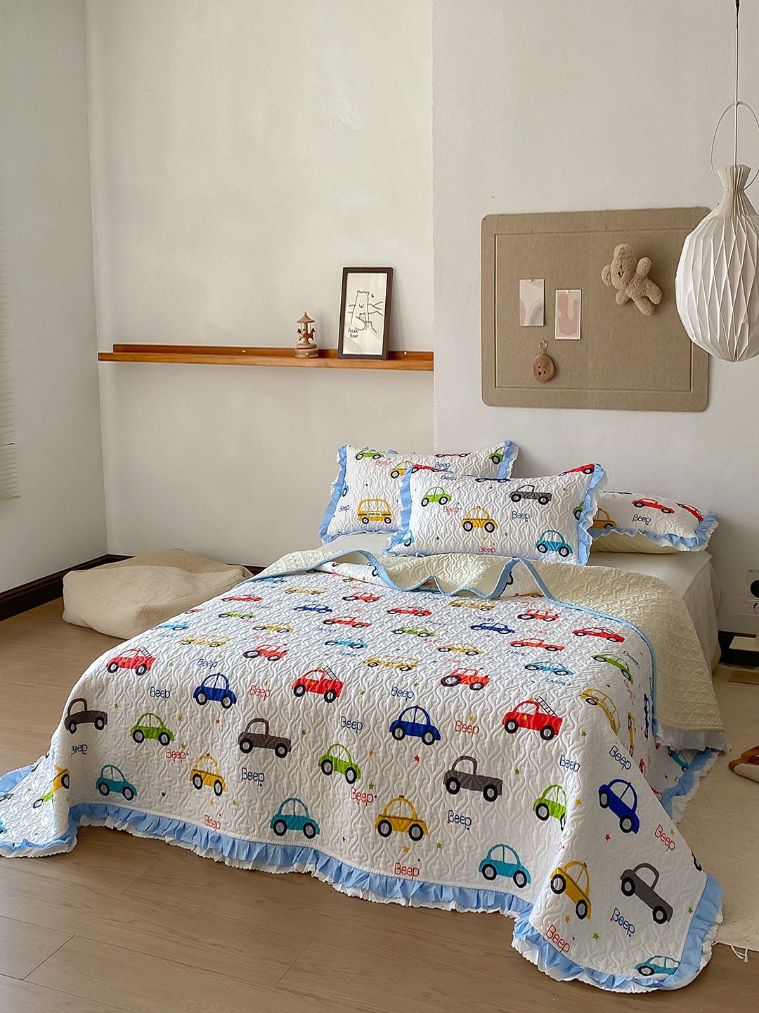 JC Collection White Printed Double King Bed Cover Price in India