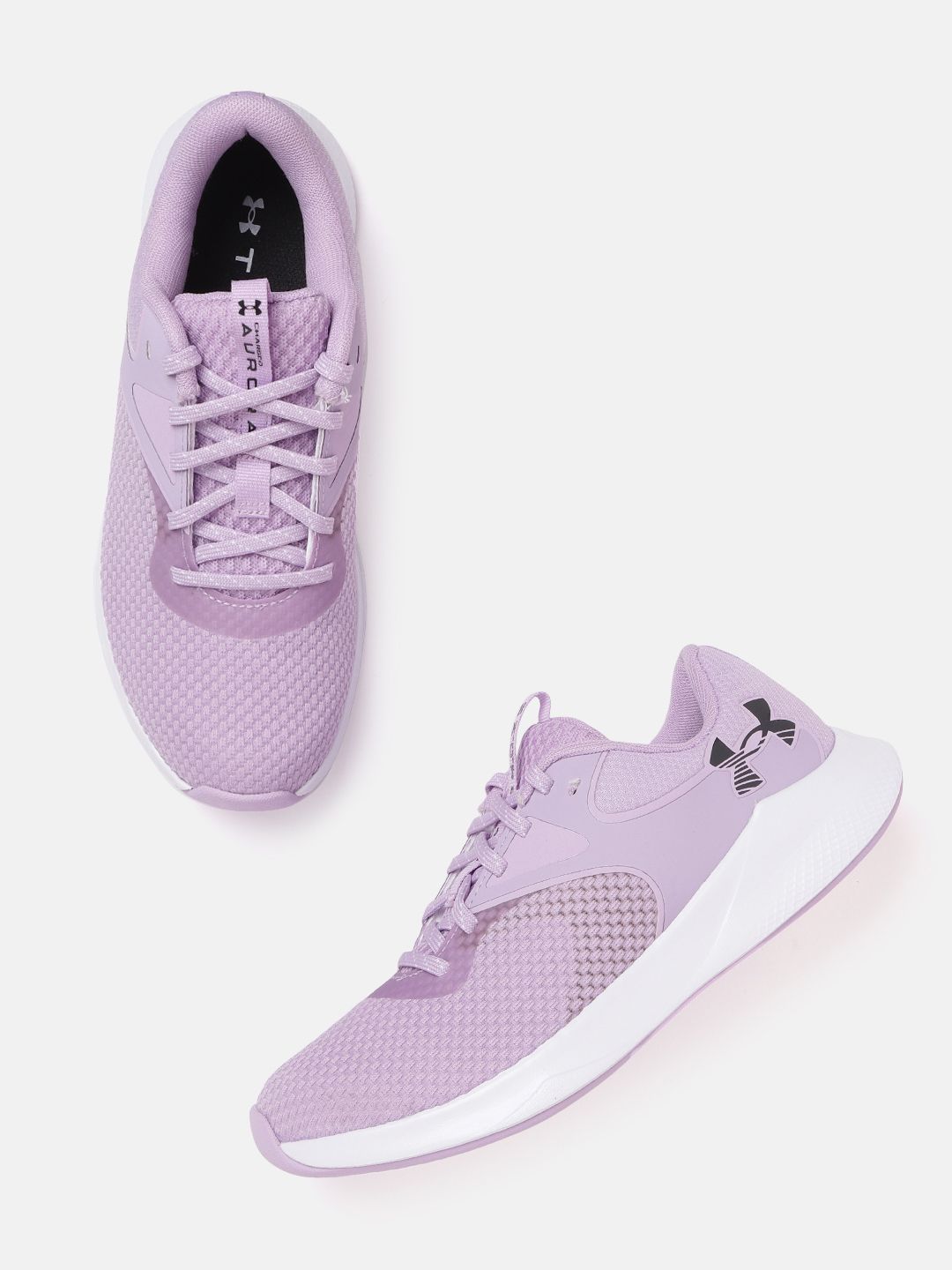 UNDER ARMOUR Women Lavender Solid Woven Design Charged Aurora 2 Training Shoes Price in India