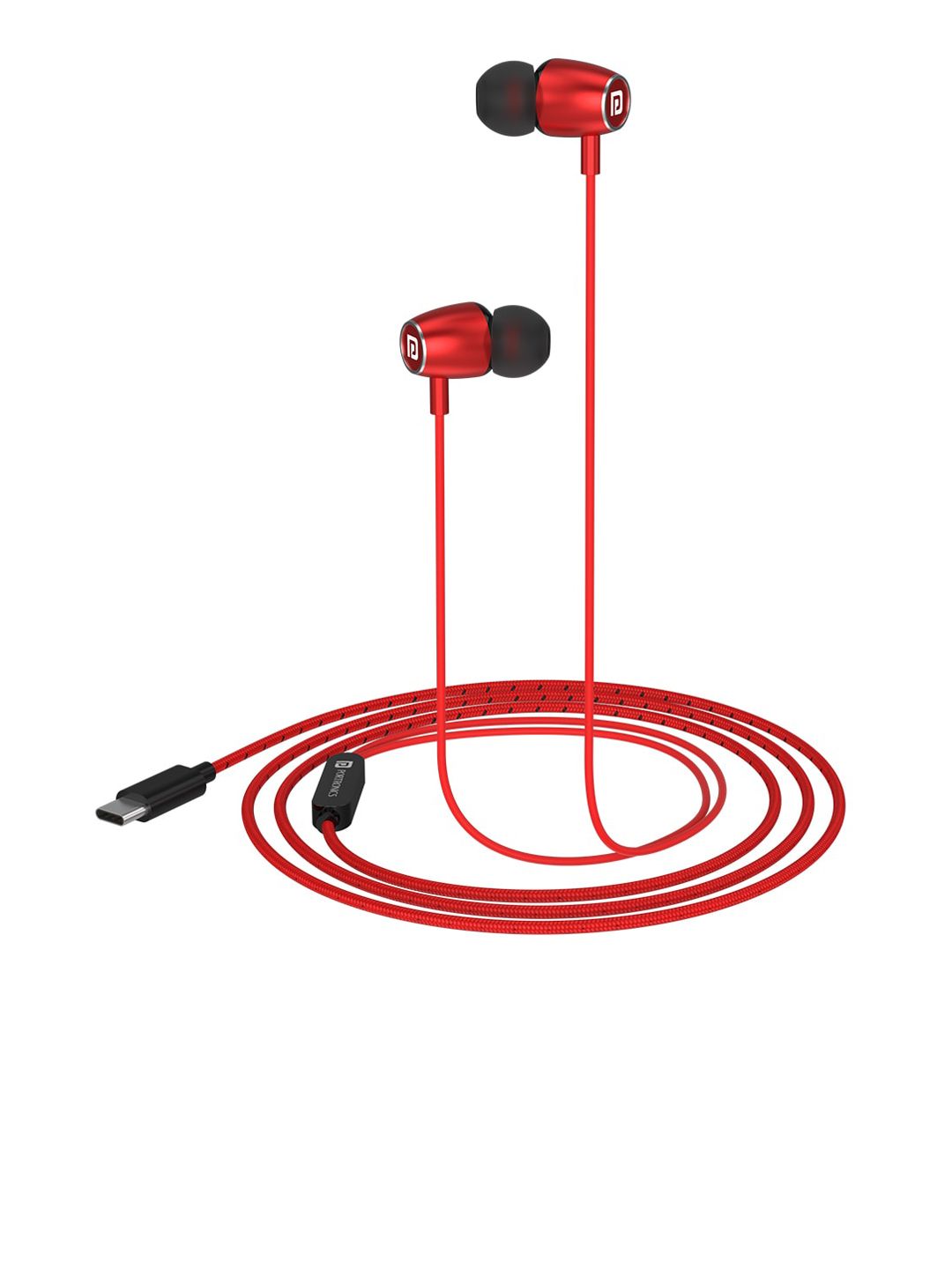 Portronics  Red  Solid In Ear Wired Earphones Price in India