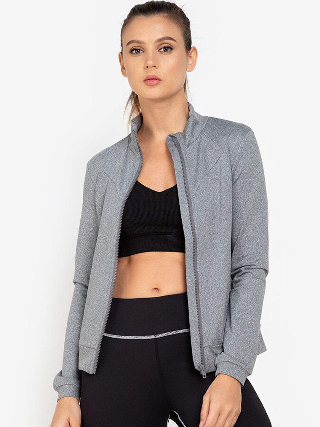 ZALORA ACTIVE Women Grey Bomber Jacket Price in India