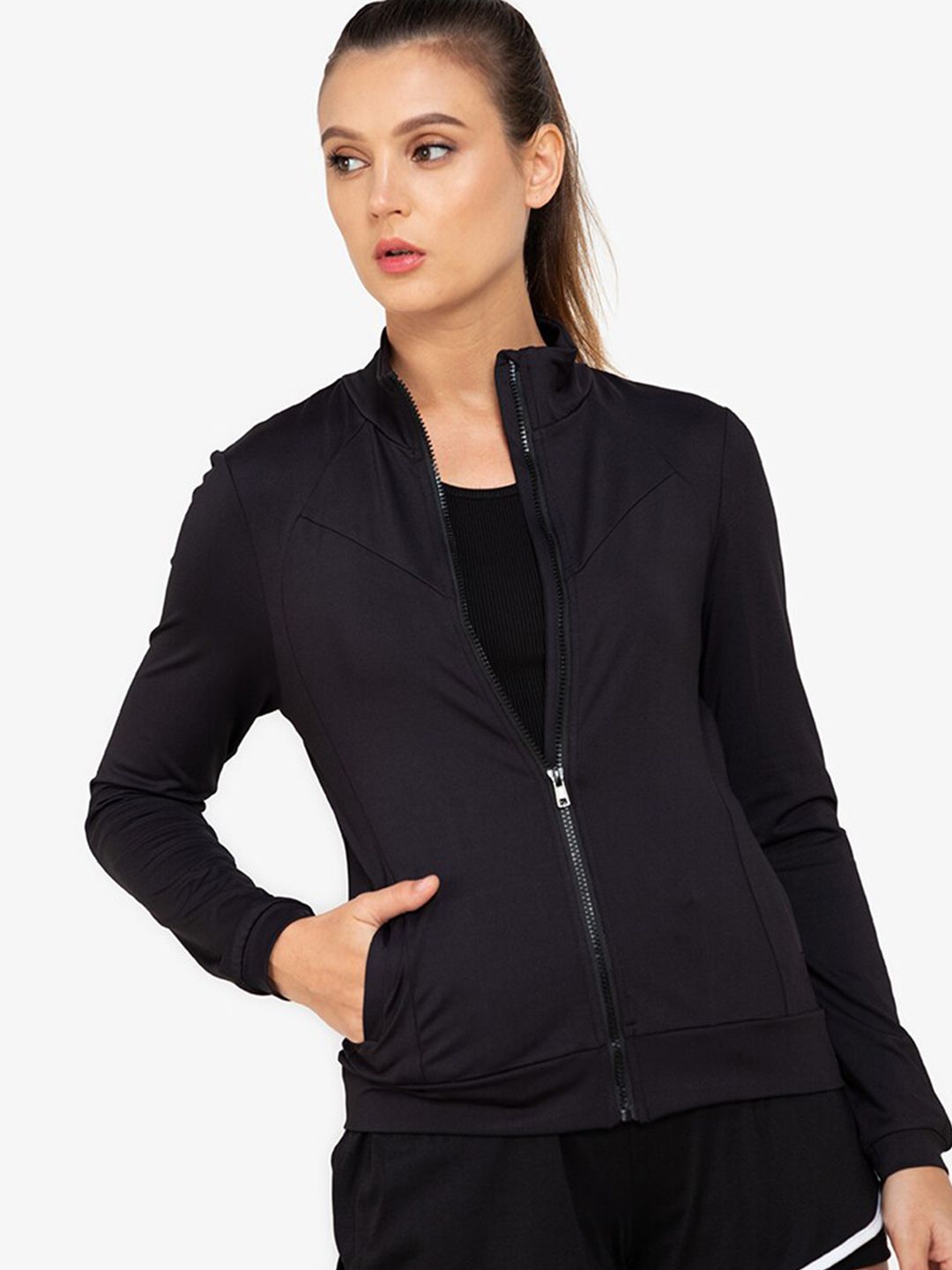 ZALORA ACTIVE Women Black Bomber Jacket Price in India