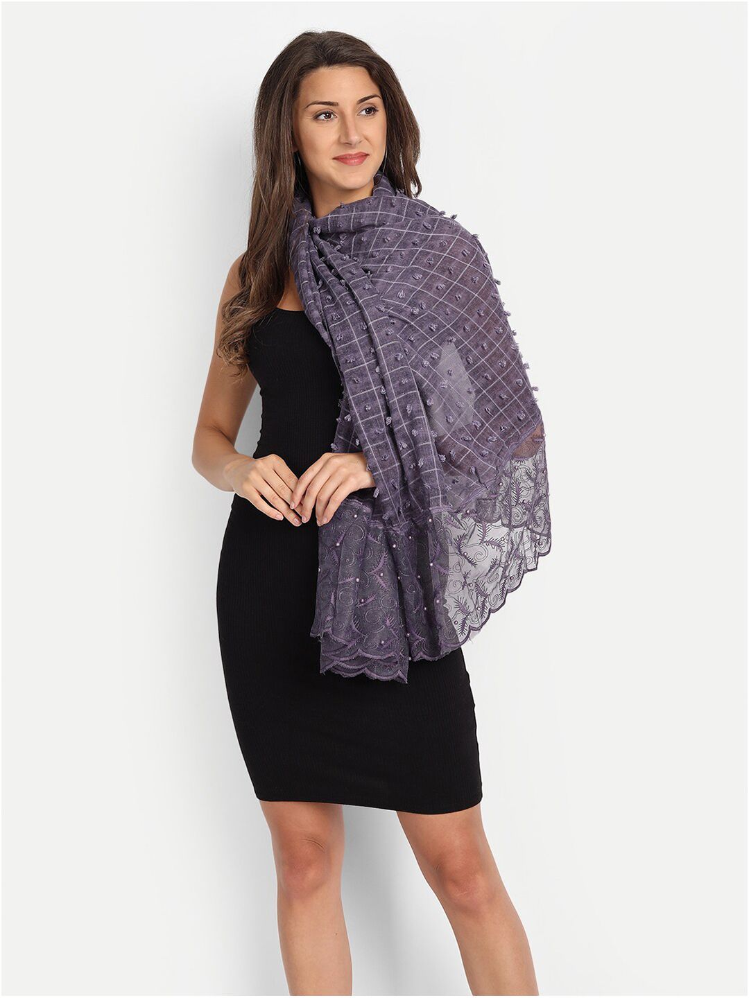 Wicked Stitch Women Purple Cotton Scarf Price in India