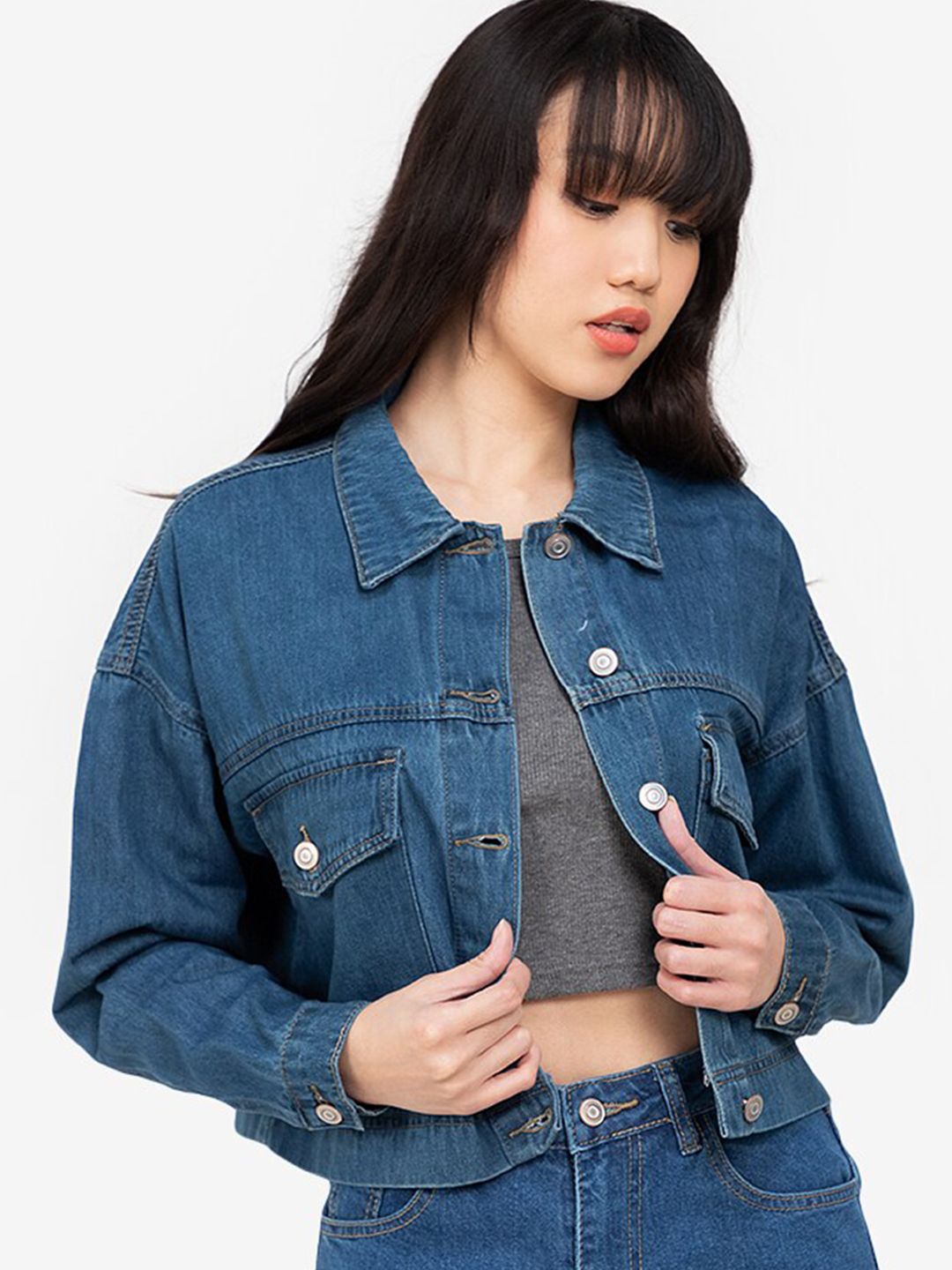 ZALORA BASICS Women Blue Denim Jacket Price in India