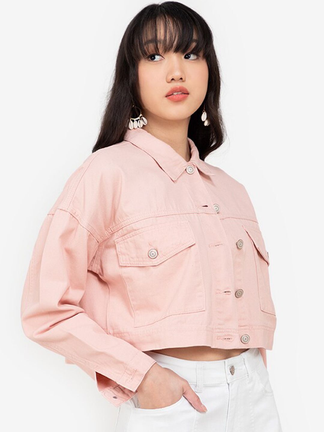 ZALORA BASICS Women Pink Denim Jacket Price in India