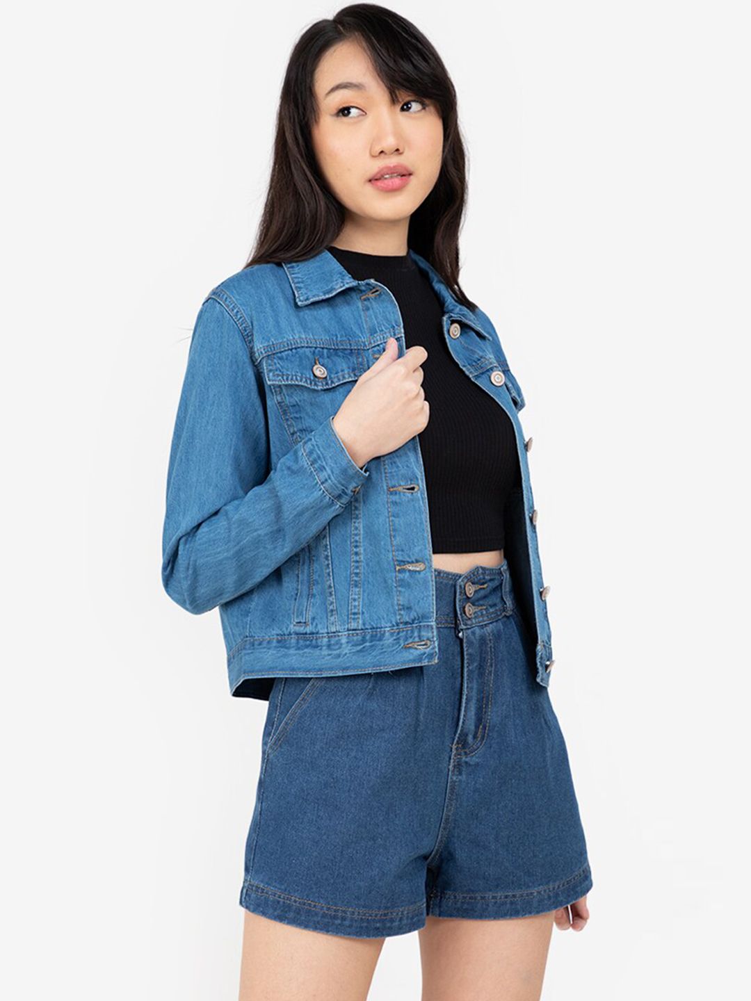 ZALORA BASICS Women Blue Denim Jacket Price in India