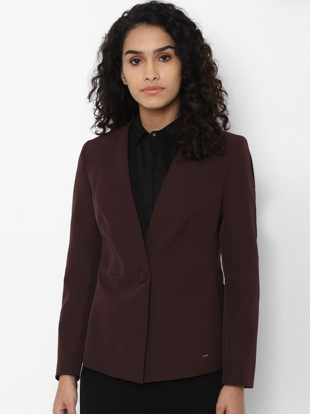 Allen Solly Woman Women Maroon Solid Single Breasted  Blazer Price in India