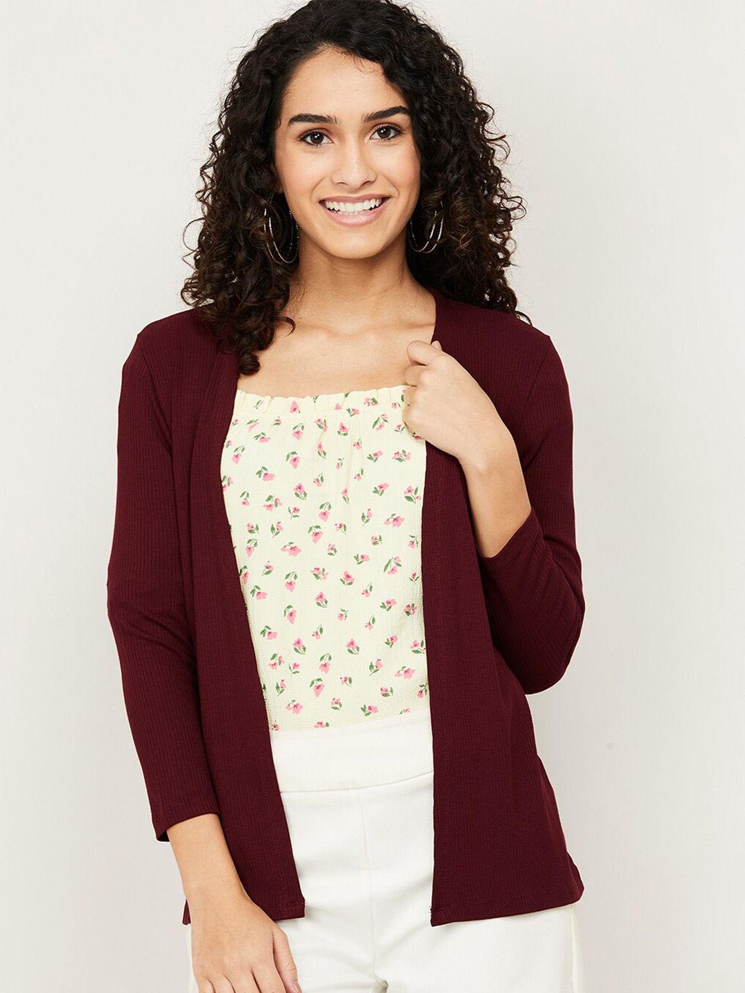 CODE by Lifestyle Women Burgundy Shrug Price in India
