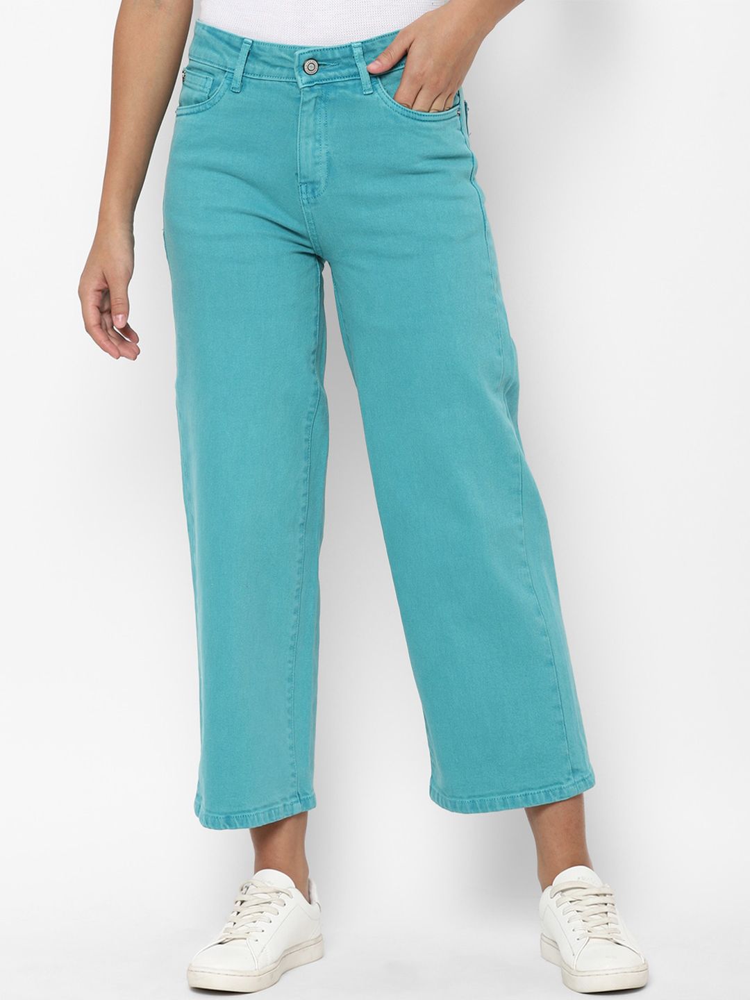 Allen Solly Woman Women Turquoise Blue Flared Jeans Price in India