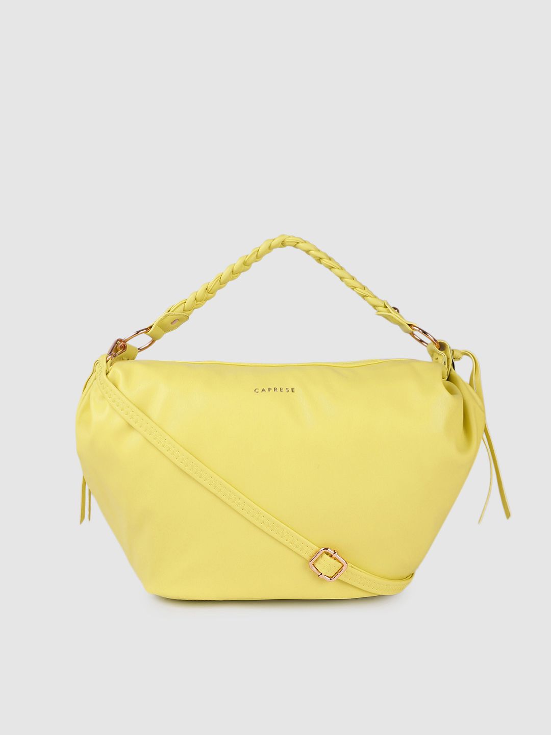 Caprese Yellow Solid Structured Shoulder Bag Price in India
