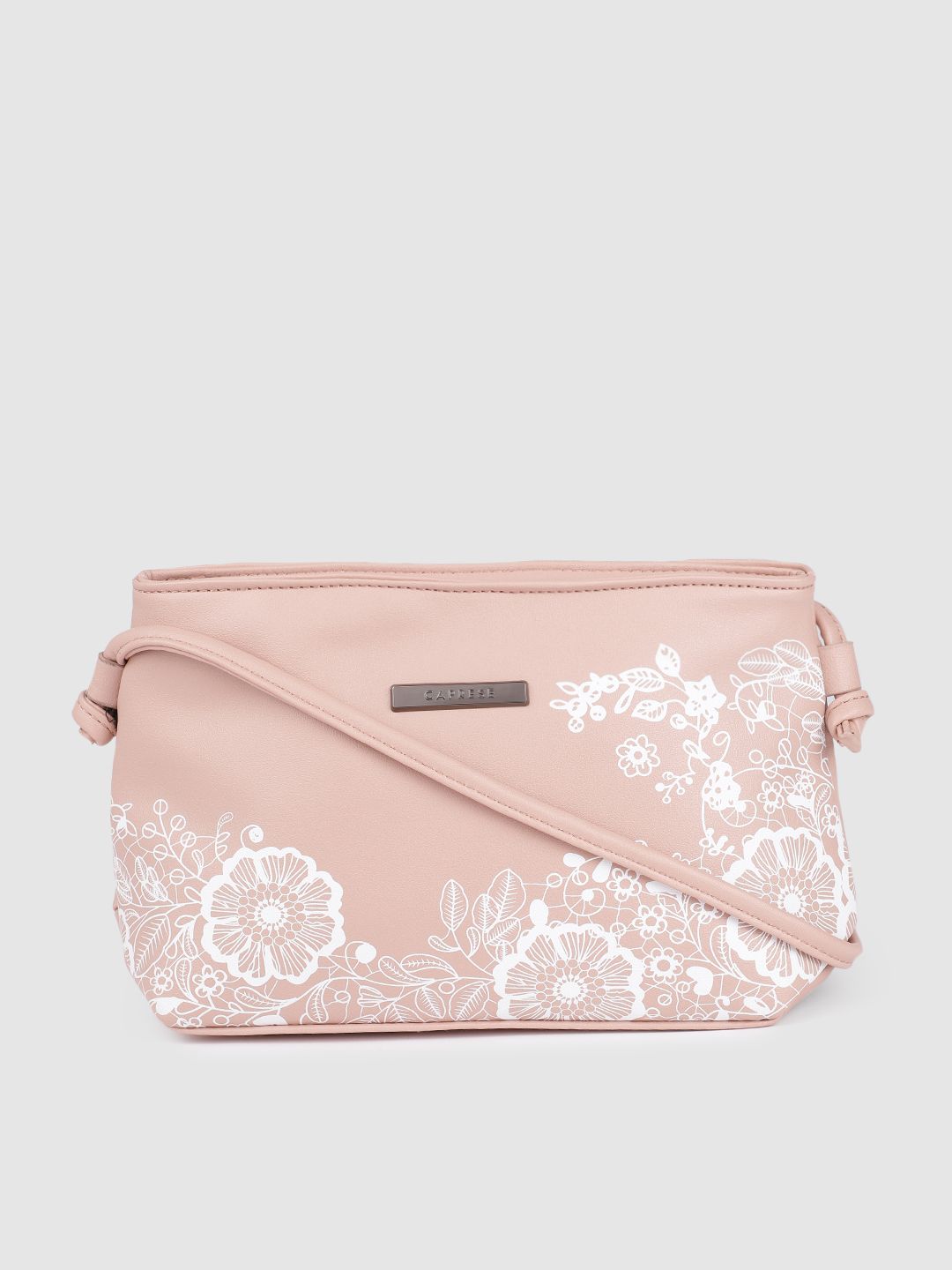 Caprese Pink Floral Printed Structured Sling Bag Price in India