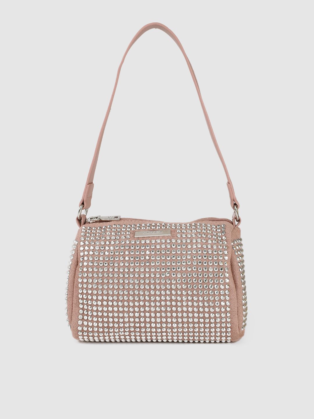 Caprese Women Pink Textured Structured Shoulder Bag Price in India