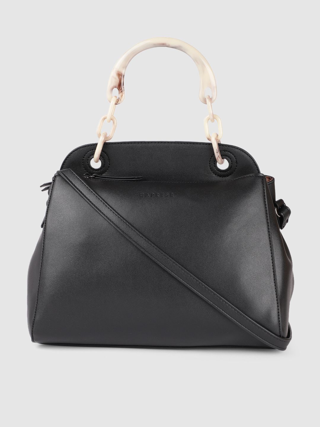 Caprese Black Structured Shoulder Bag Price in India