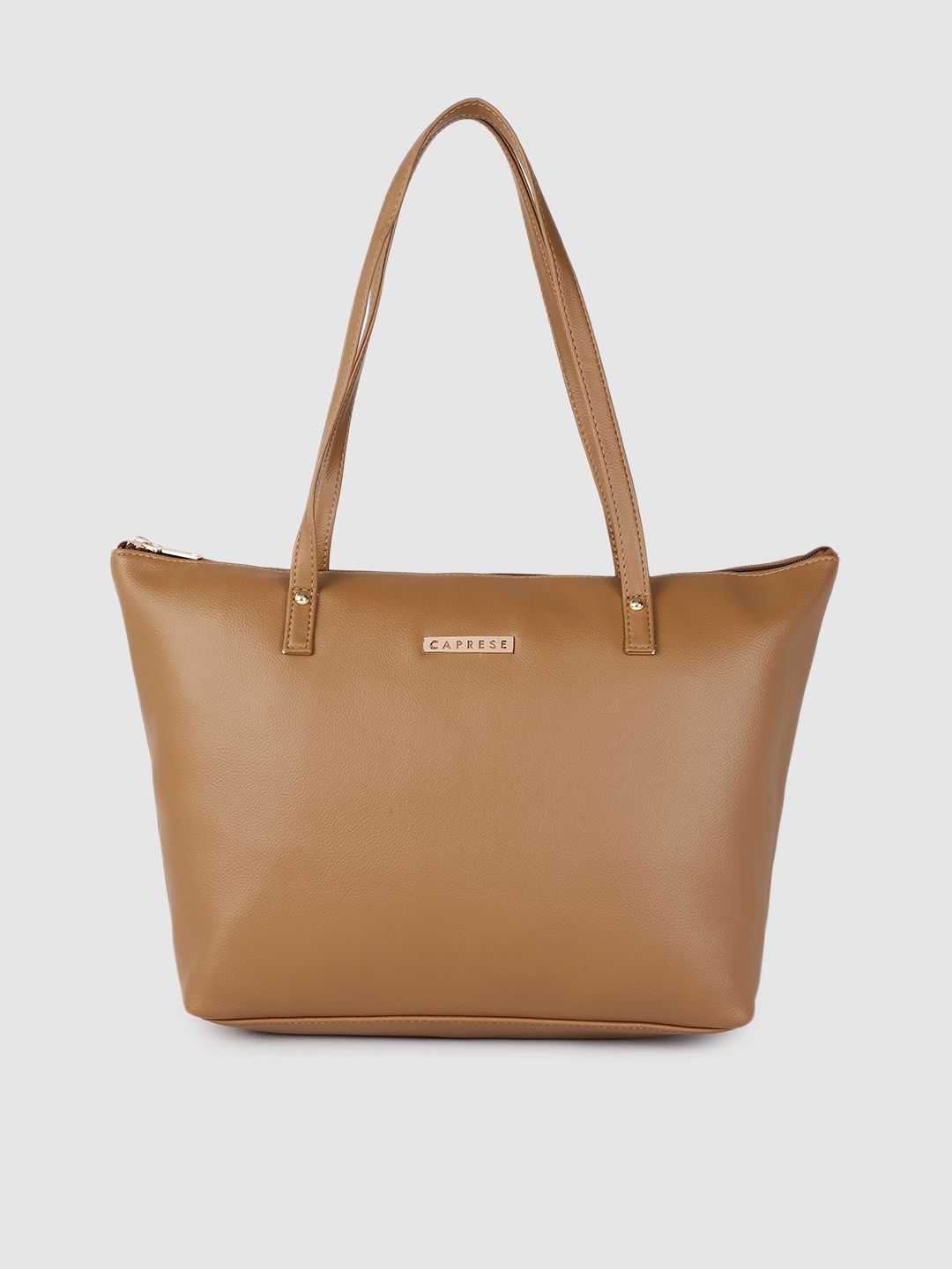 Caprese Brown Solid Structured Shoulder Bag Price in India