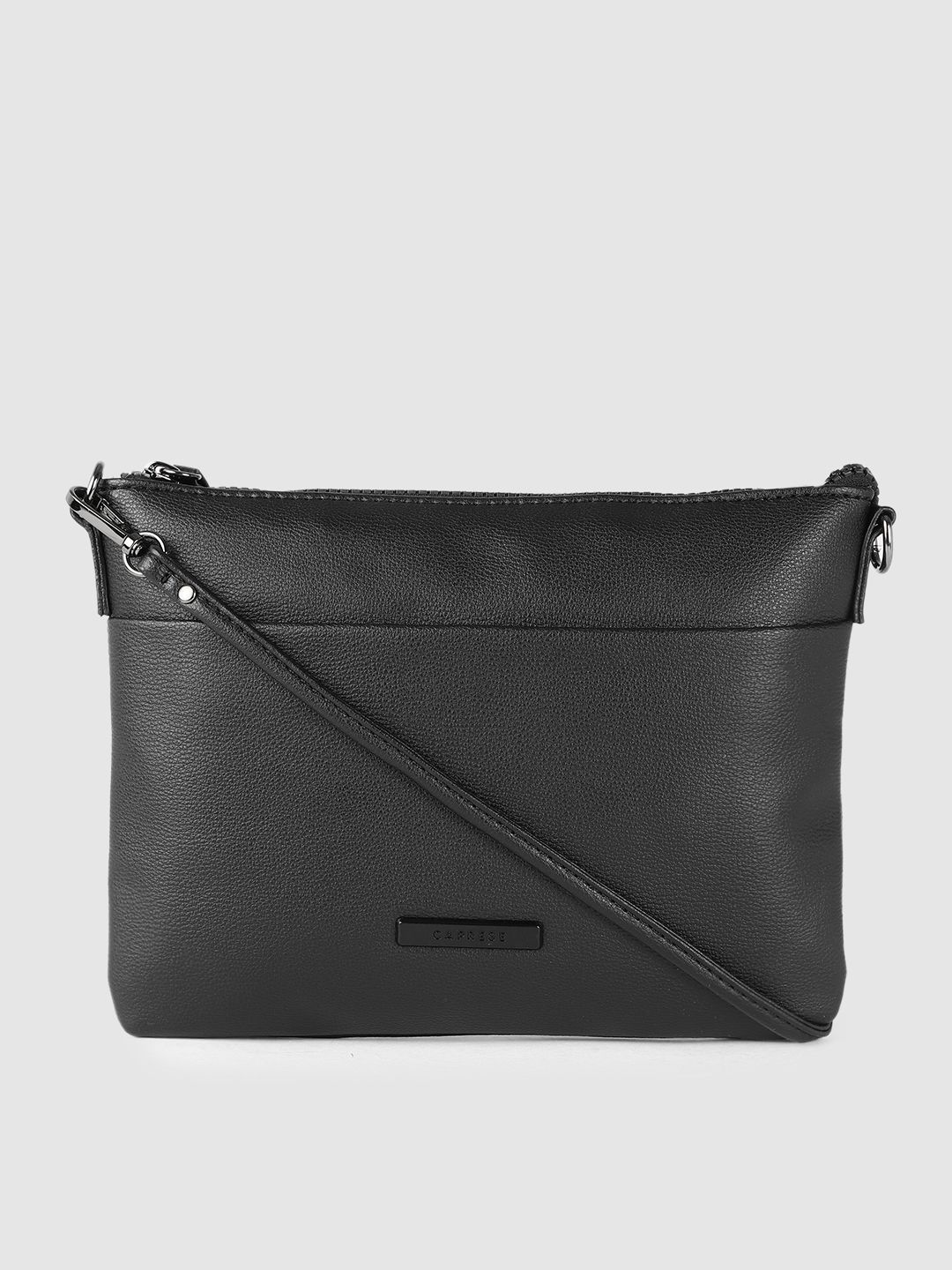 Caprese Women Black Structured Sling Bag Price in India