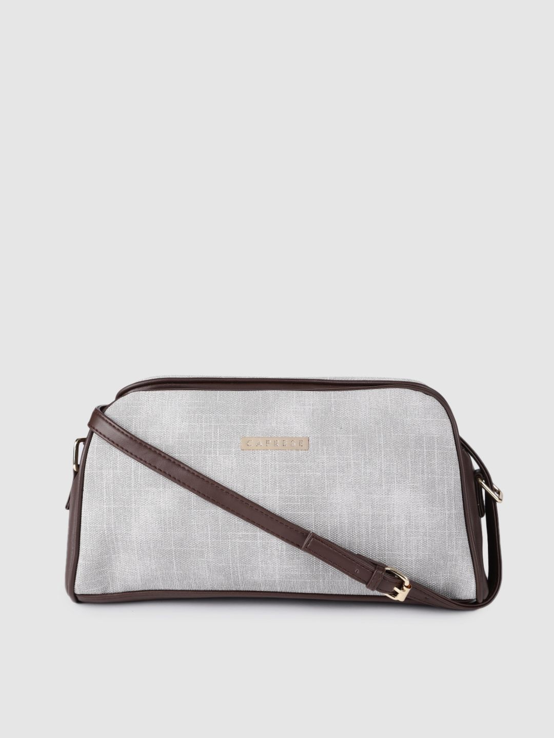 Caprese Women Grey Solid Structured Sling Bag Price in India