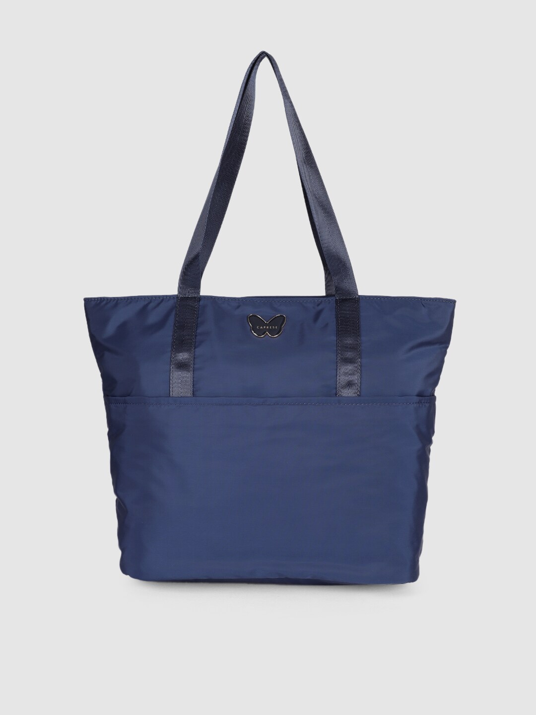 Caprese Navy Blue Solid Tote Bag Price in India