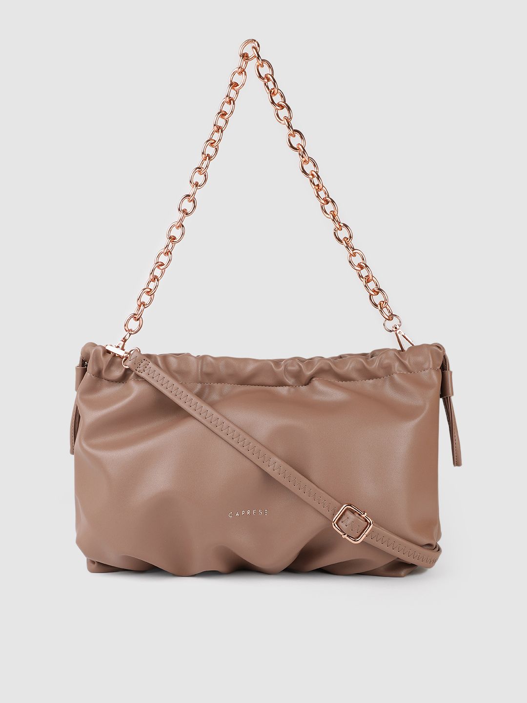 Caprese Women Taupe Structured Shoulder Bag Price in India