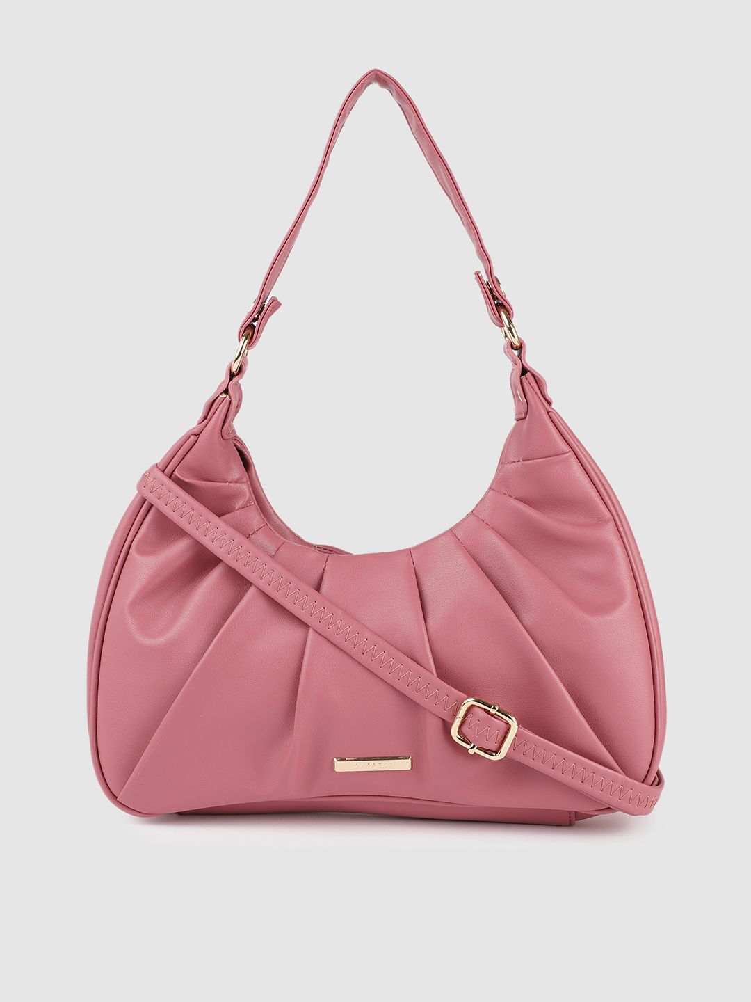 Caprese Women Mauve Solid Structured Hobo Bag Price in India