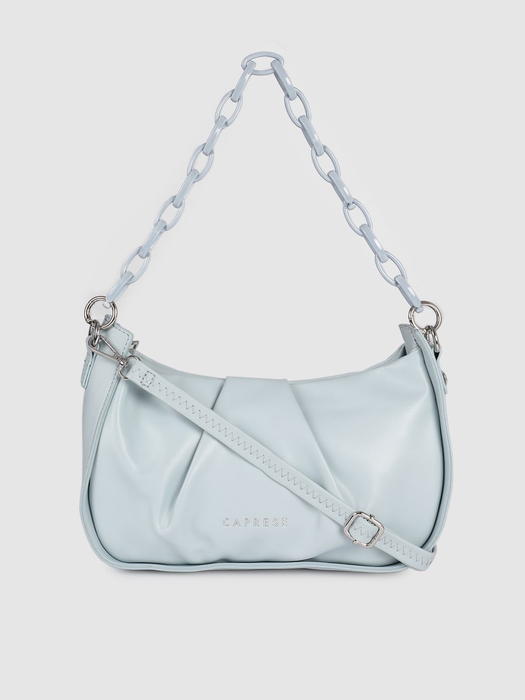 Caprese Blue Solid Structured Sling Bag Price in India