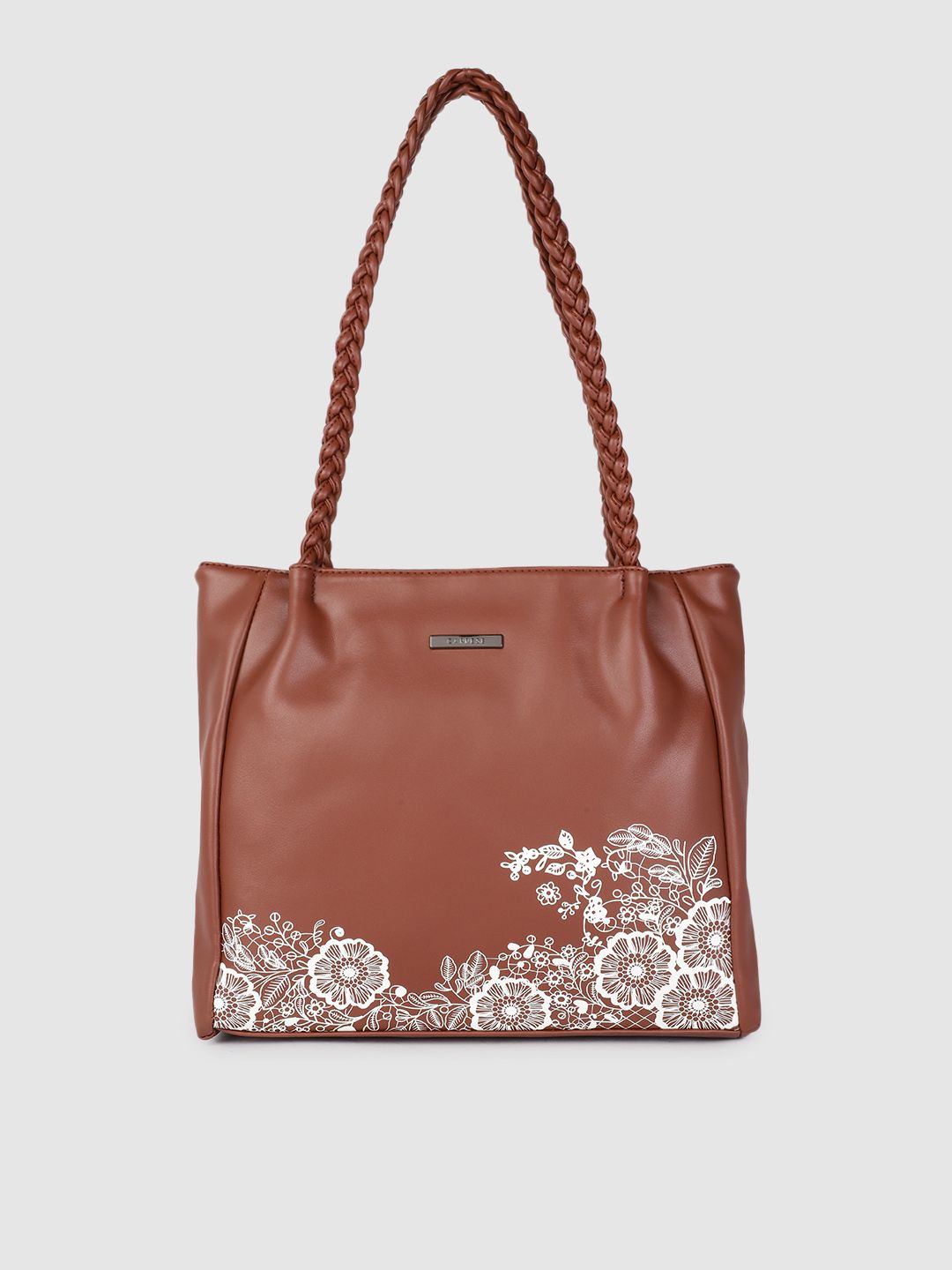 Caprese Brown Floral Printed Structured Shoulder Bag Price in India