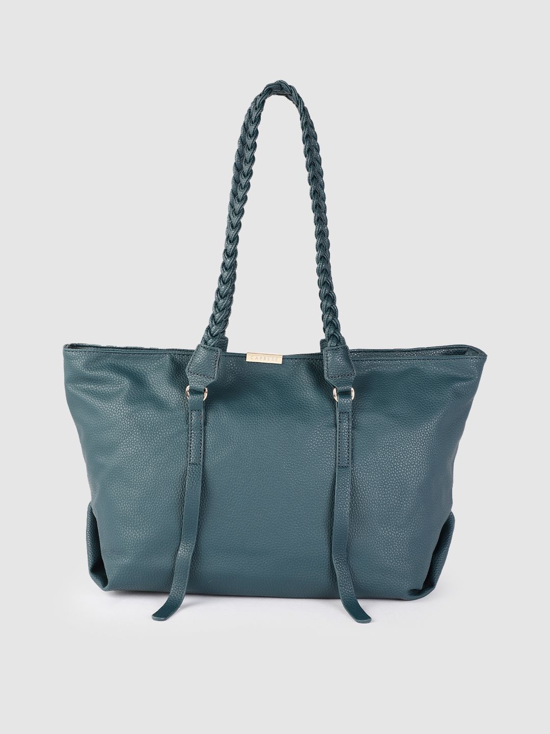 Caprese Teal Textured Structured Tote Bag Price in India