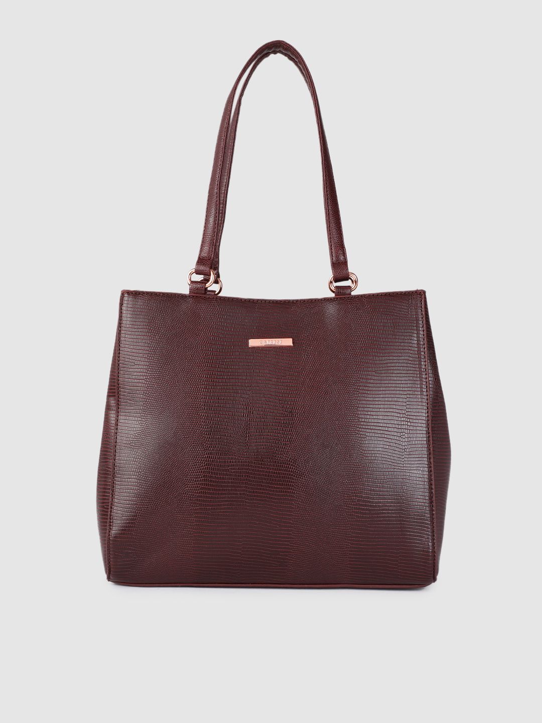 Caprese Burgundy Animal Textured Structured Shoulder Bag Price in India