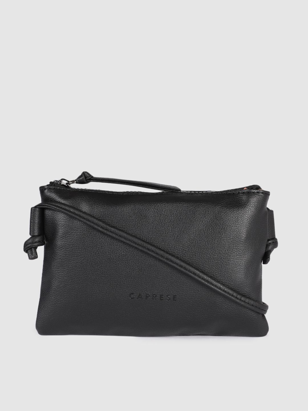 Caprese Black Structured Sling Bag Price in India