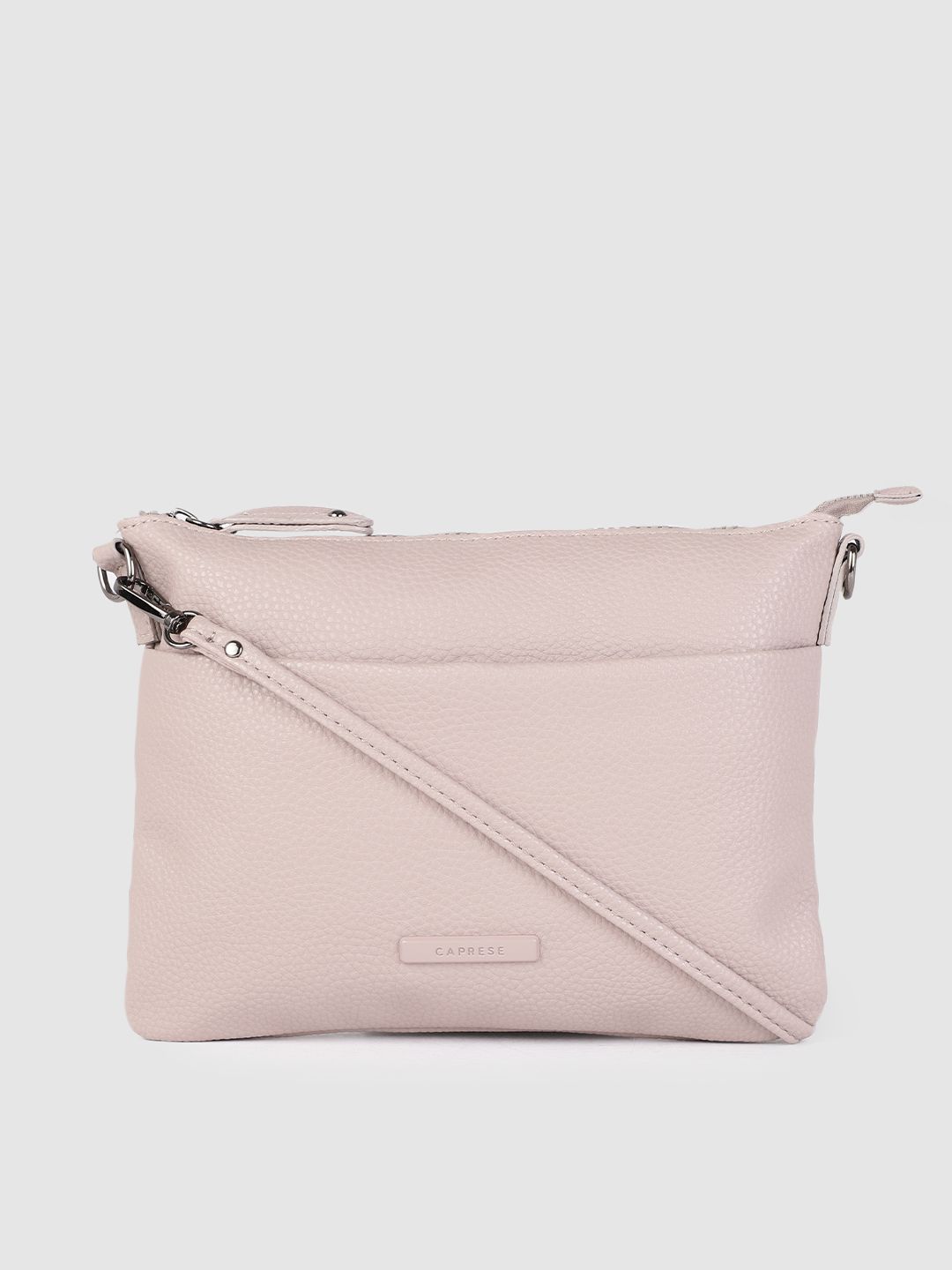 Caprese Beige Textured Structured Sling Bag Price in India