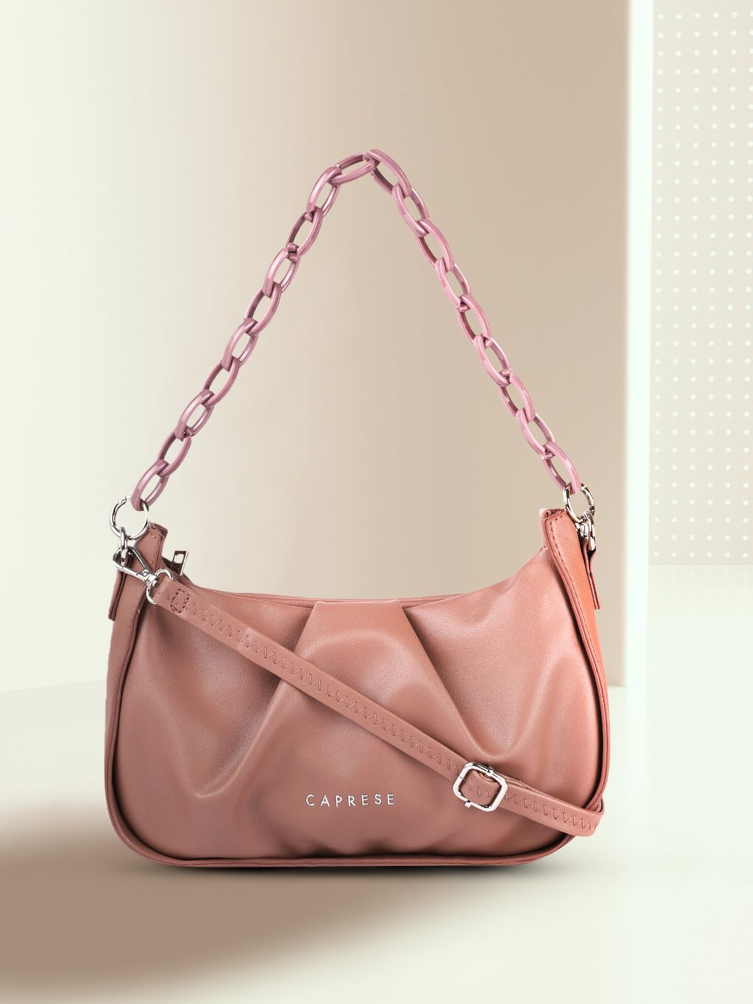 Caprese Women Taupe Structured Handheld Bag Price in India