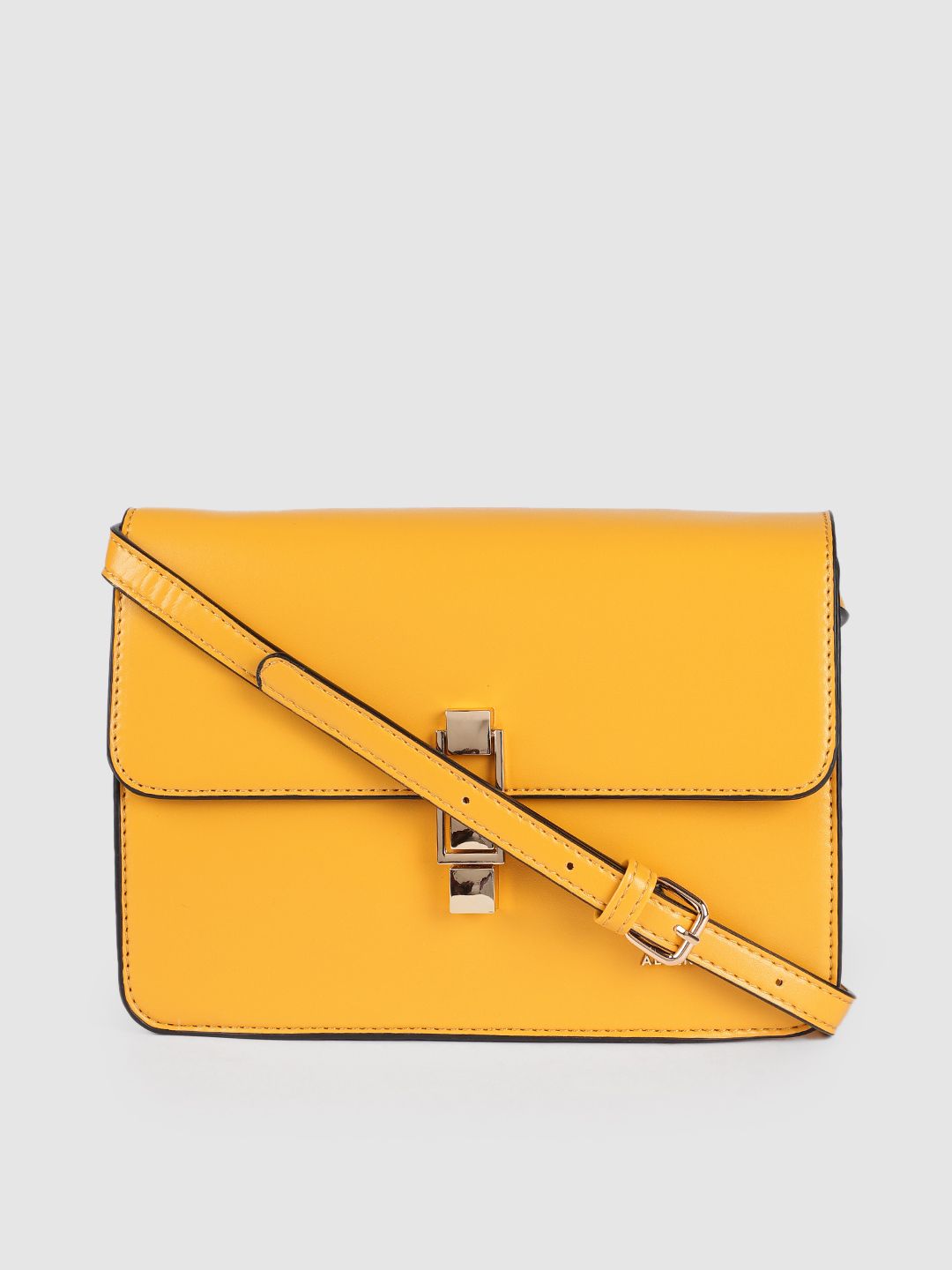 Allen Solly Women Mustard PU Structured Sling Bag Price in India