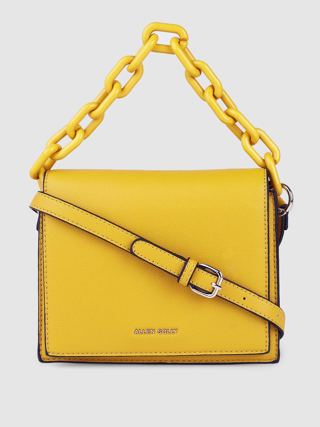 Allen Solly Women Yellow PU Structured Sling Bag Price in India