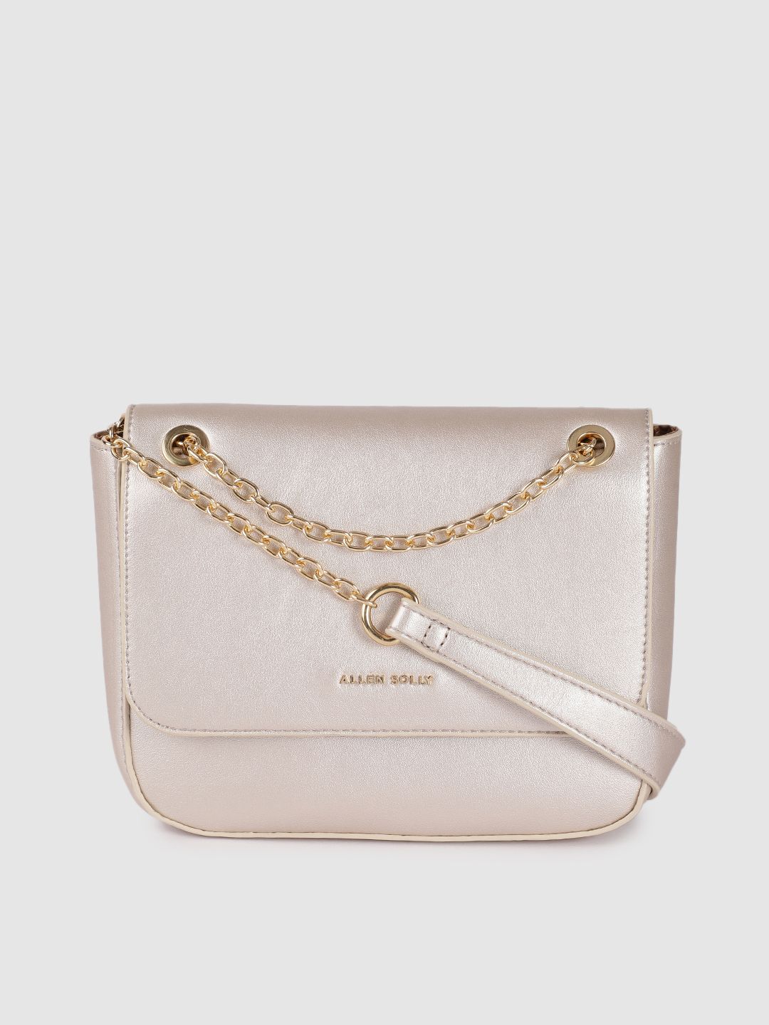 Allen Solly Cream-Coloured Solid PU Small Structured Sling Bag Price in India