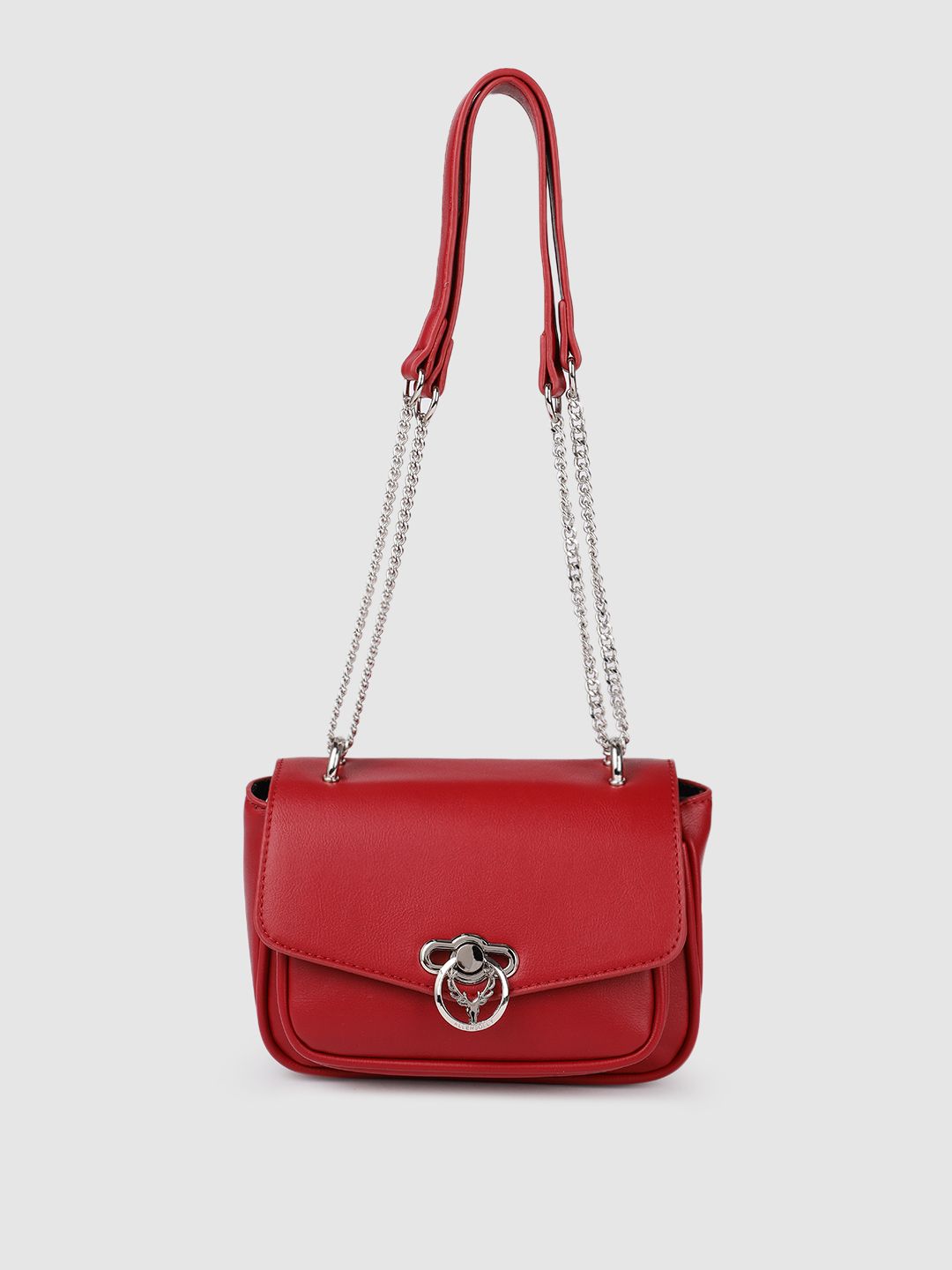 Allen Solly Red PU Structured Sling Bag Price in India