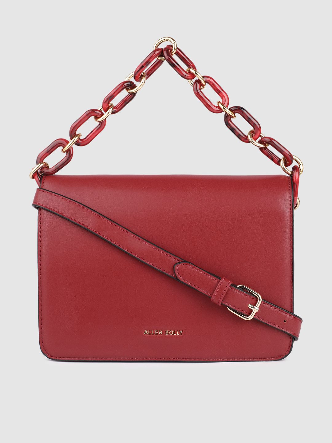 Allen Solly Women Red PU Structured Handheld Bag Price in India