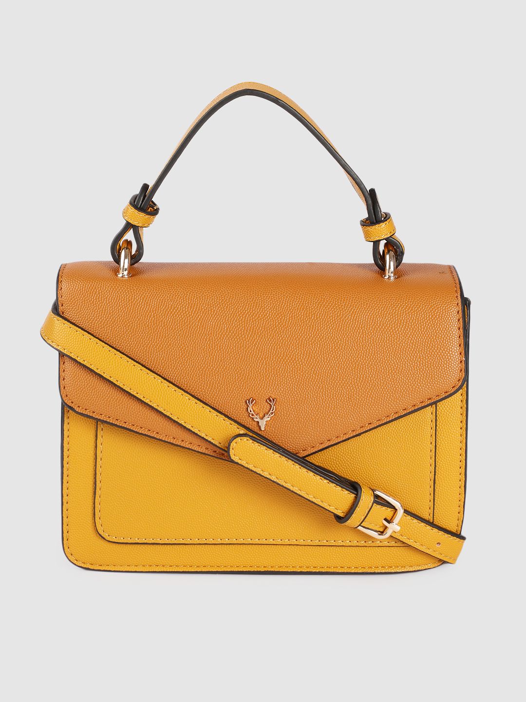 Allen Solly Mustard PU Structured Satchel Price in India