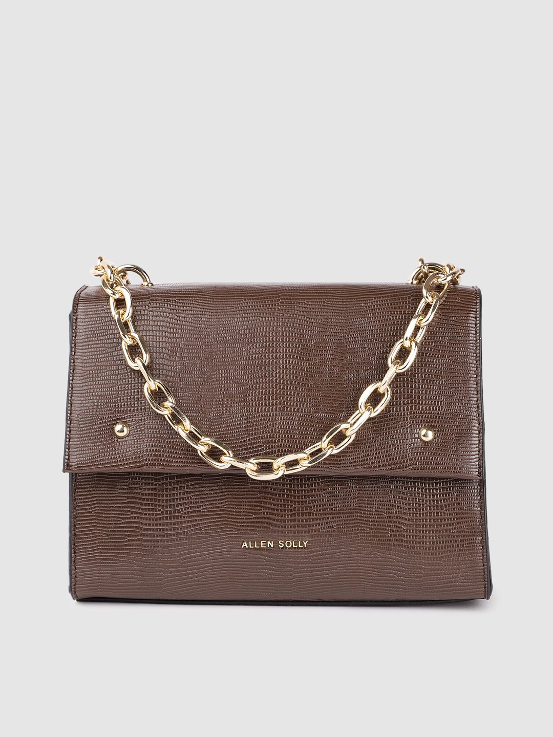 Allen Solly Brown Textured PU Oversized Structured Handheld Bag Price in India