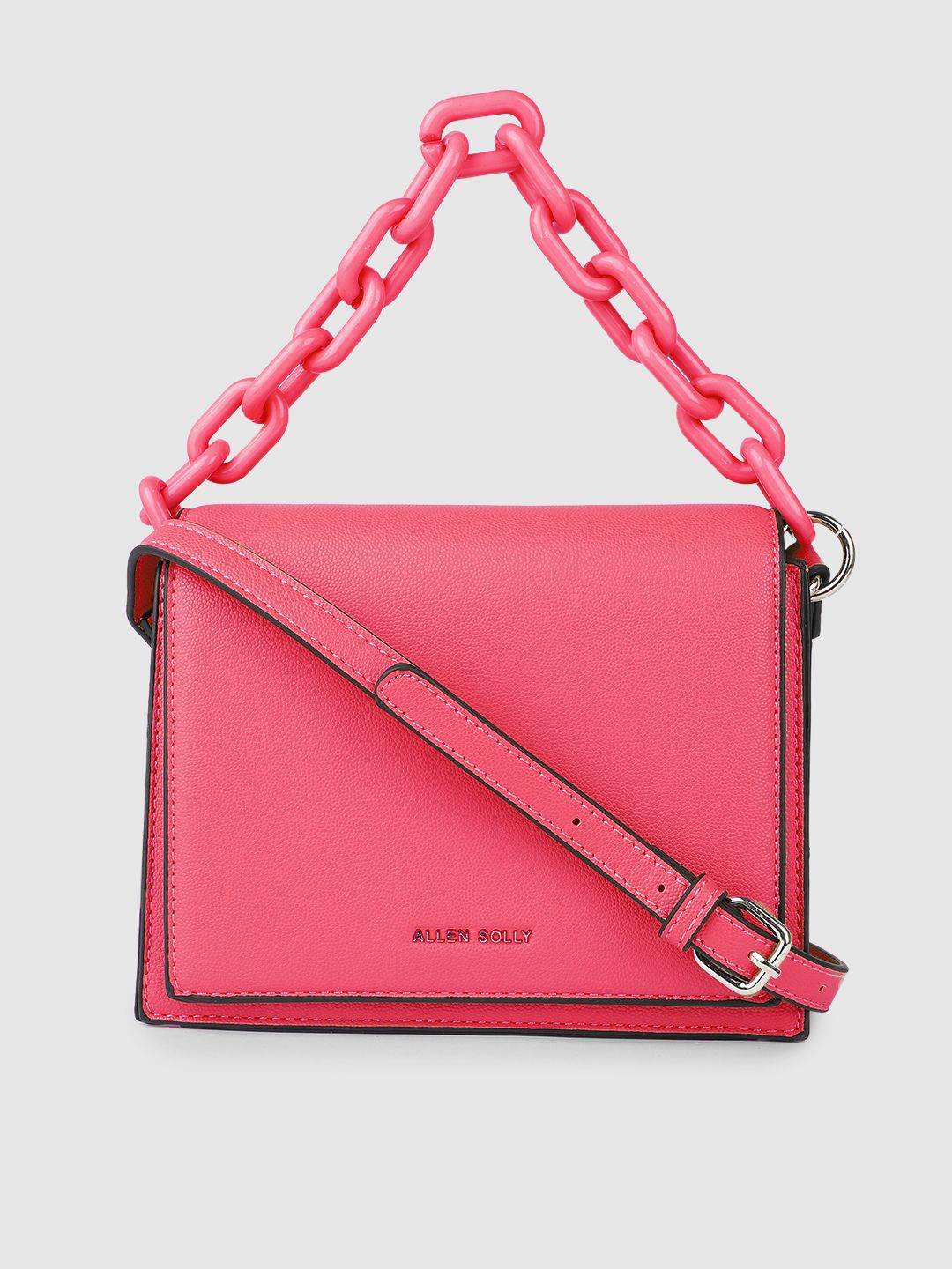 Allen Solly Fuchsia Solid Structured Handheld Bag Price in India