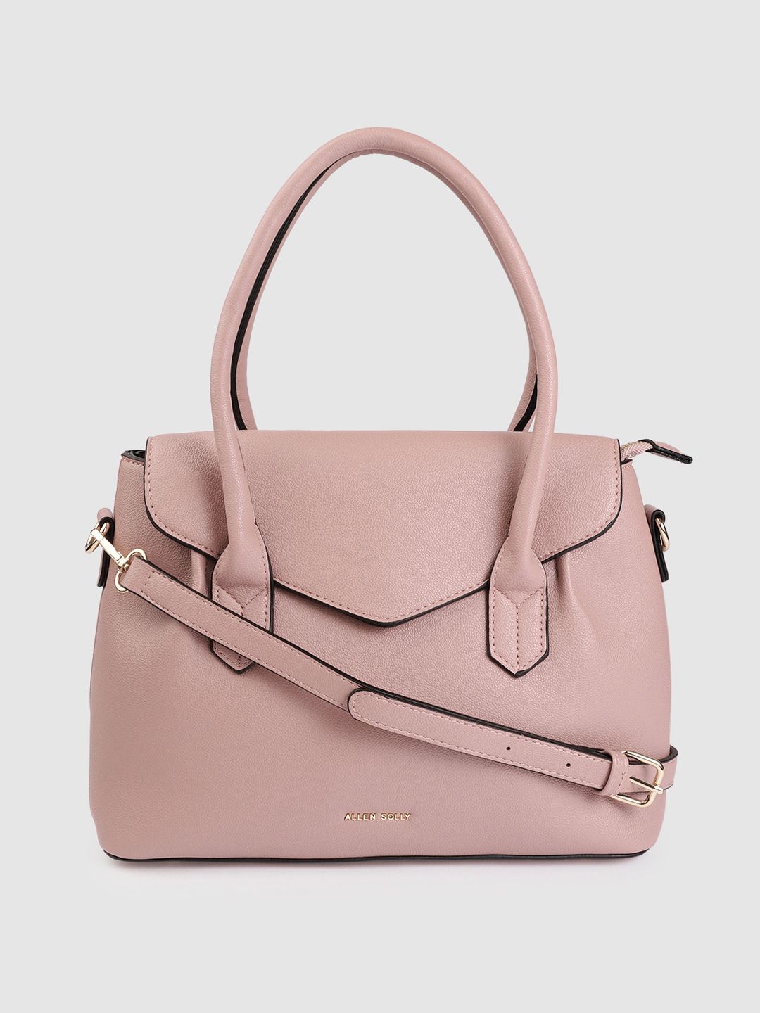 Allen Solly Dusty Rose Pink Solid Structured Handheld Bag Price in India