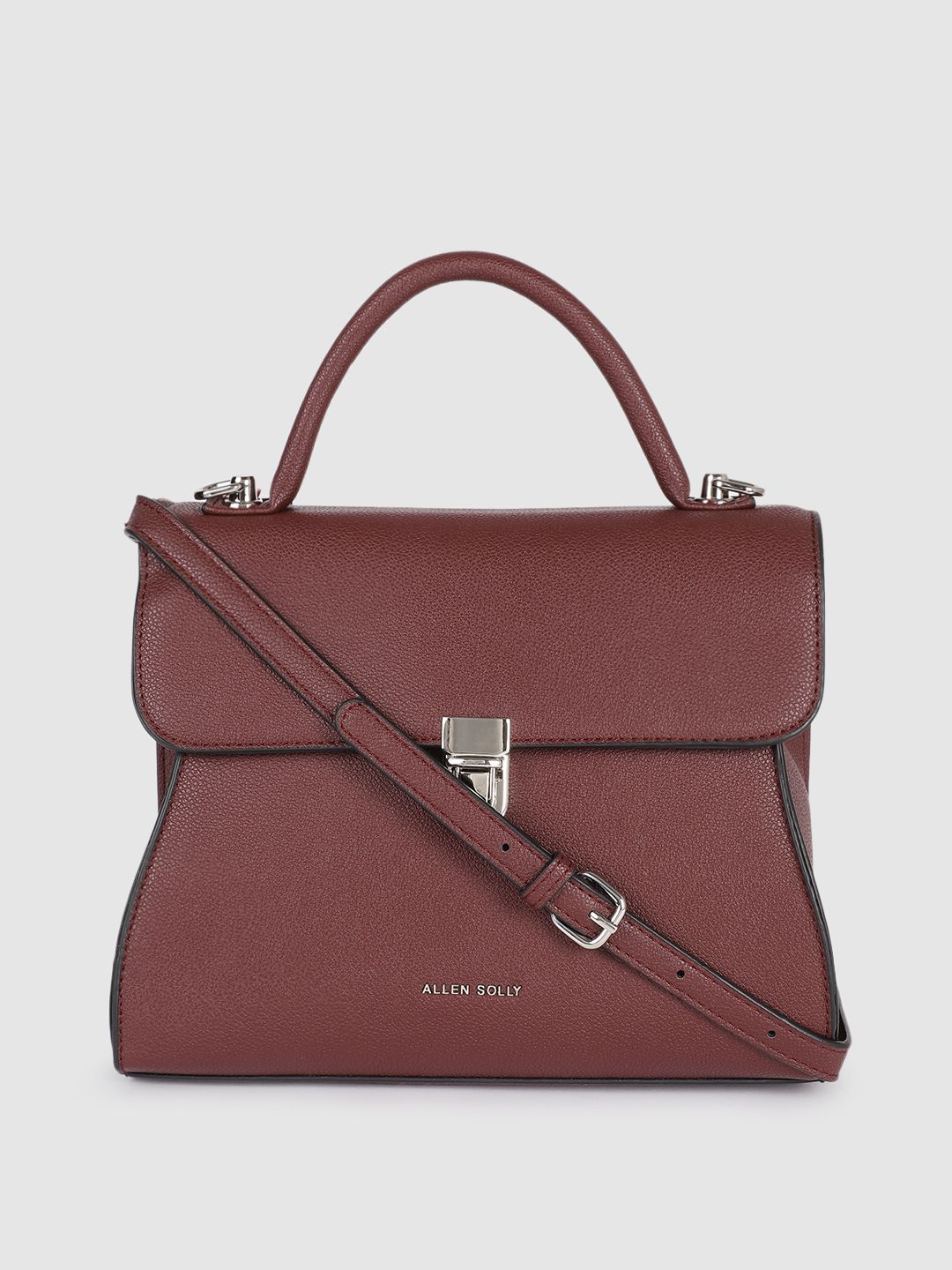 Allen Solly Burgundy Solid Satchel Price in India